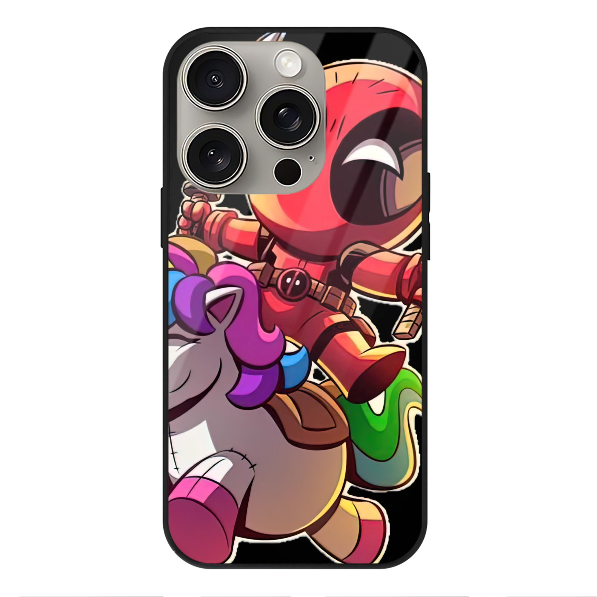 （画像用） Deadpool デッドプール 【iPhone15Pro対応】スマホケース 耐衝撃＆黄変防止 背面ガラス