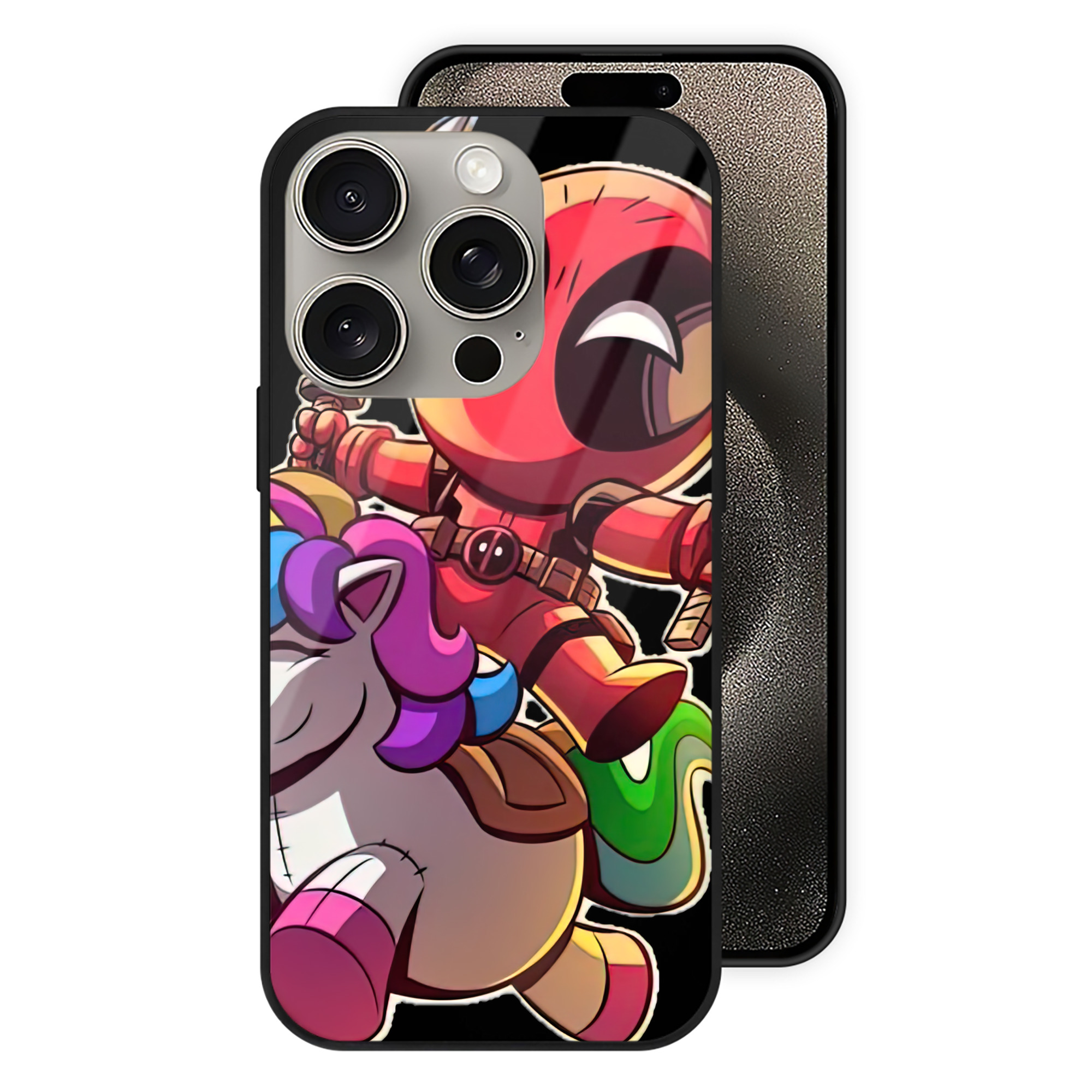 （画像用） Deadpool デッドプール 【iPhone15Pro対応】スマホケース 耐衝撃＆黄変防止 背面ガラス