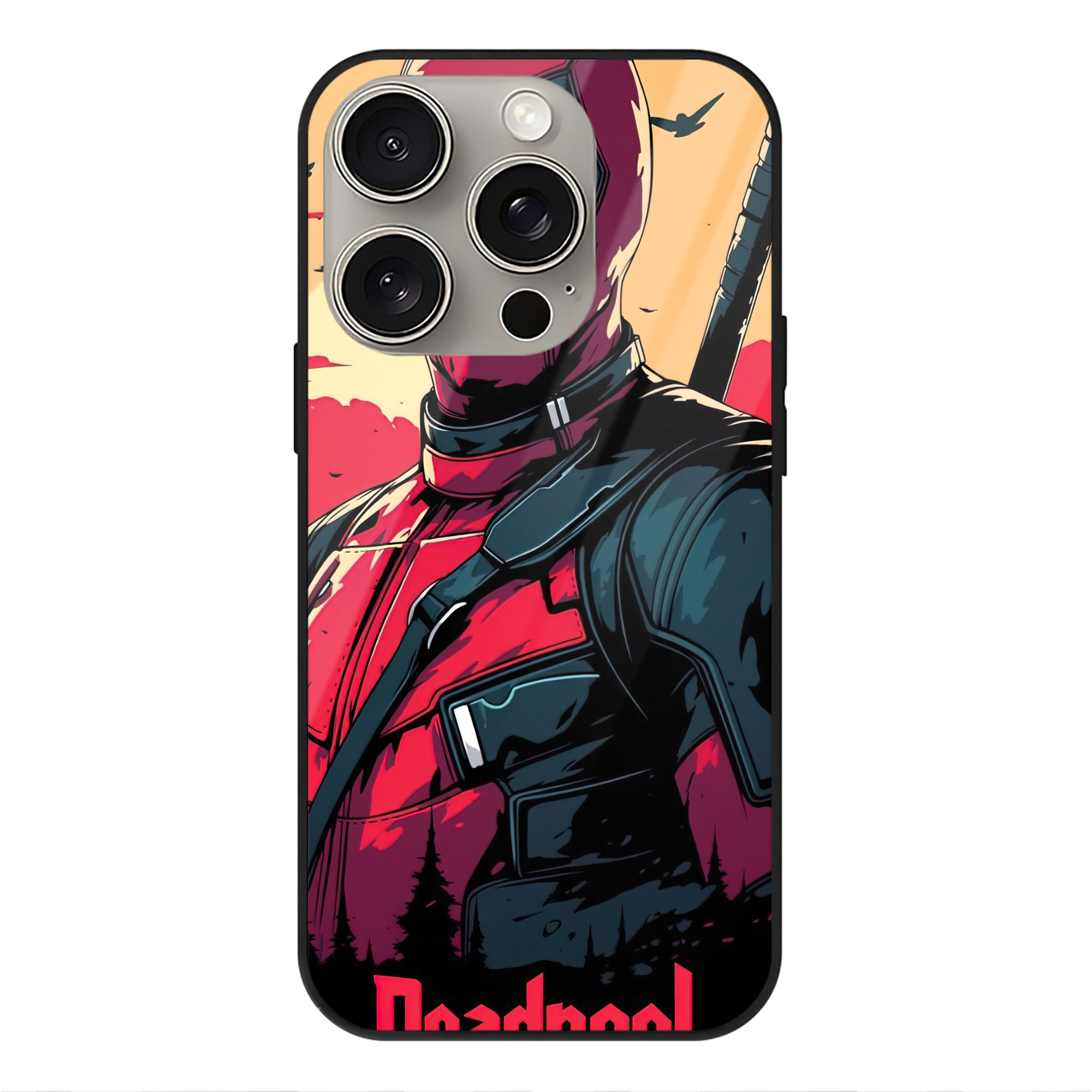 （画像用） Deadpool デッドプール 【iPhone15Pro対応】スマホケース 耐衝撃＆黄変防止 背面ガラス
