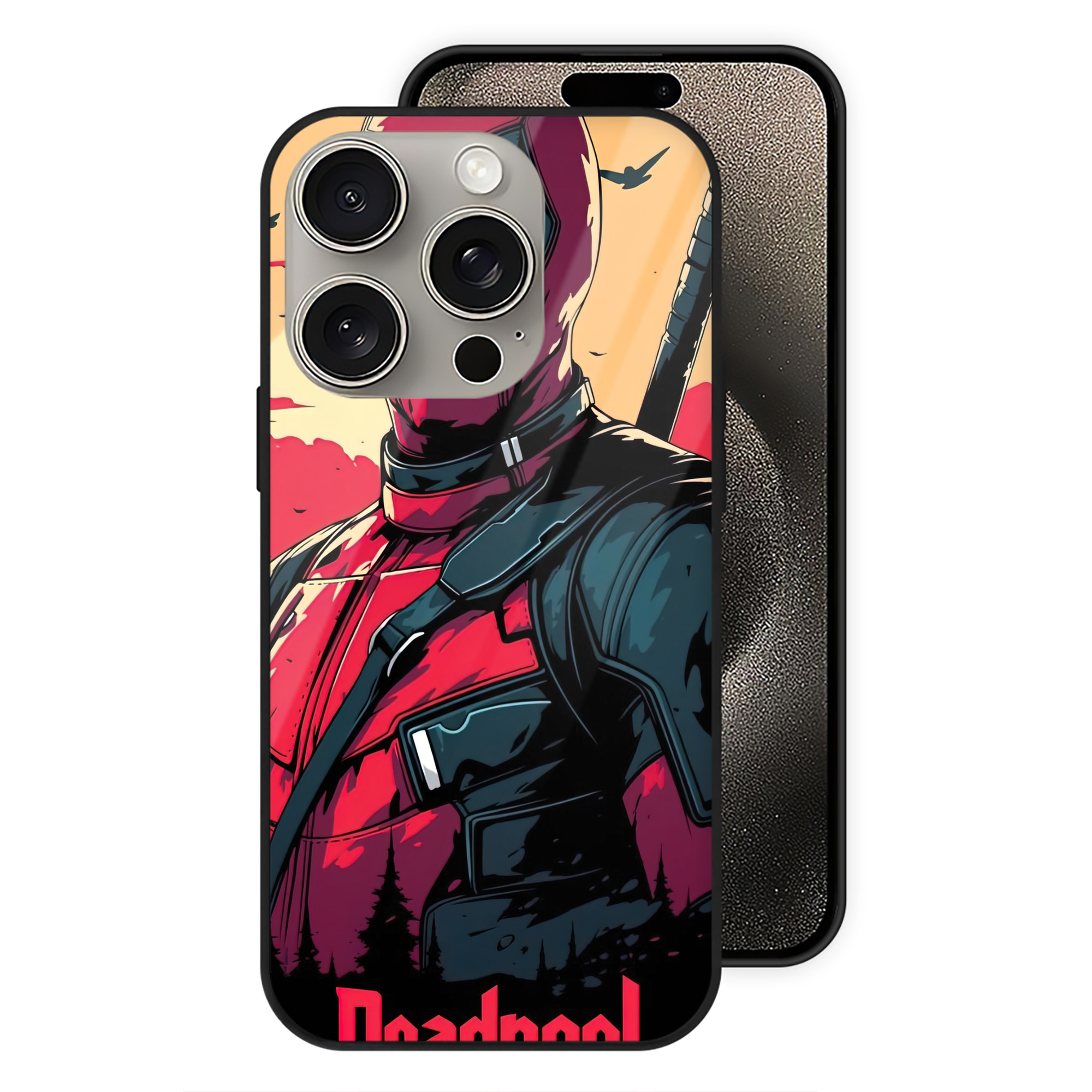 （画像用） Deadpool デッドプール 【iPhone15Pro対応】スマホケース 耐衝撃＆黄変防止 背面ガラス