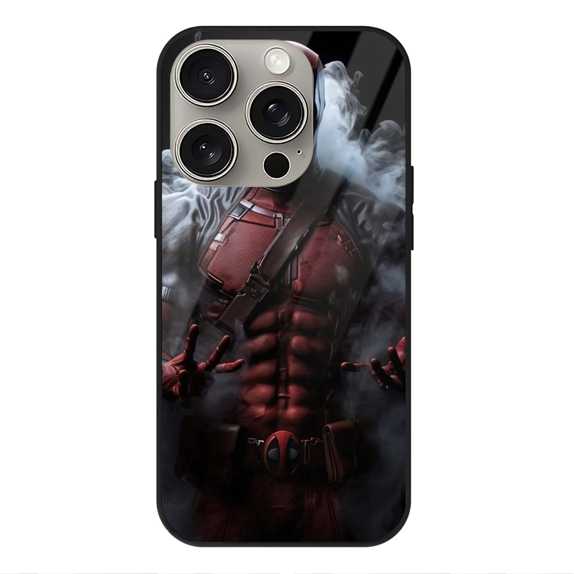 （画像用） Deadpool デッドプール 【iPhone15Pro対応】スマホケース 耐衝撃＆黄変防止 背面ガラス