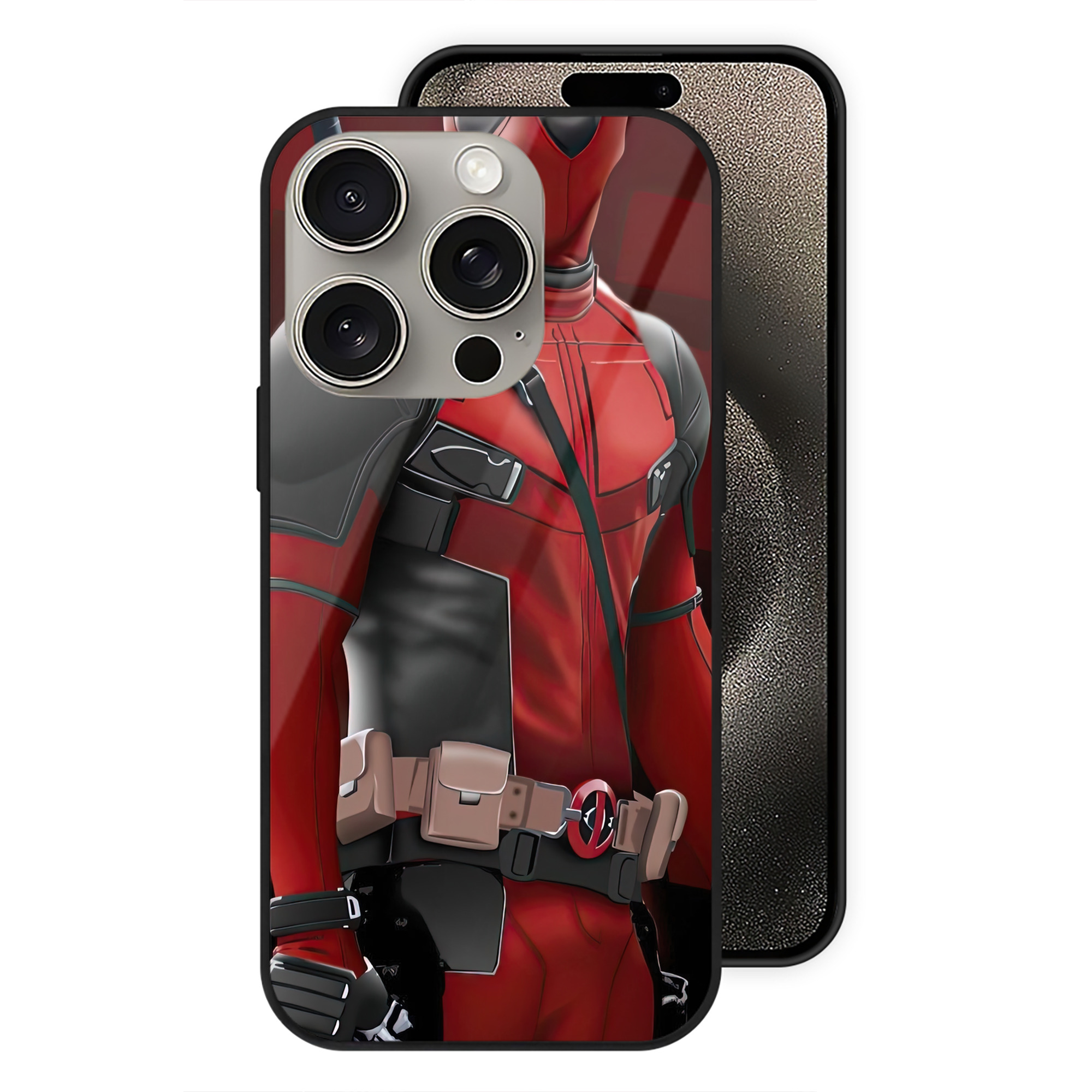 （画像用） Deadpool デッドプール 【iPhone15Pro対応】スマホケース 耐衝撃＆黄変防止 背面ガラス