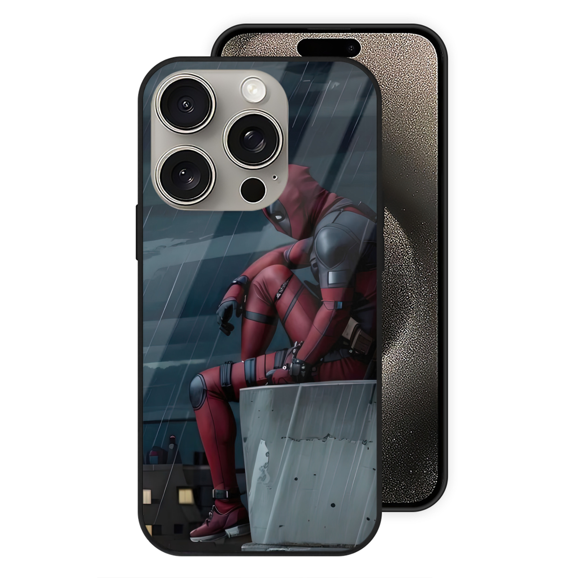 （画像用） Deadpool デッドプール 【iPhone15Pro対応】スマホケース 耐衝撃＆黄変防止 背面ガラス