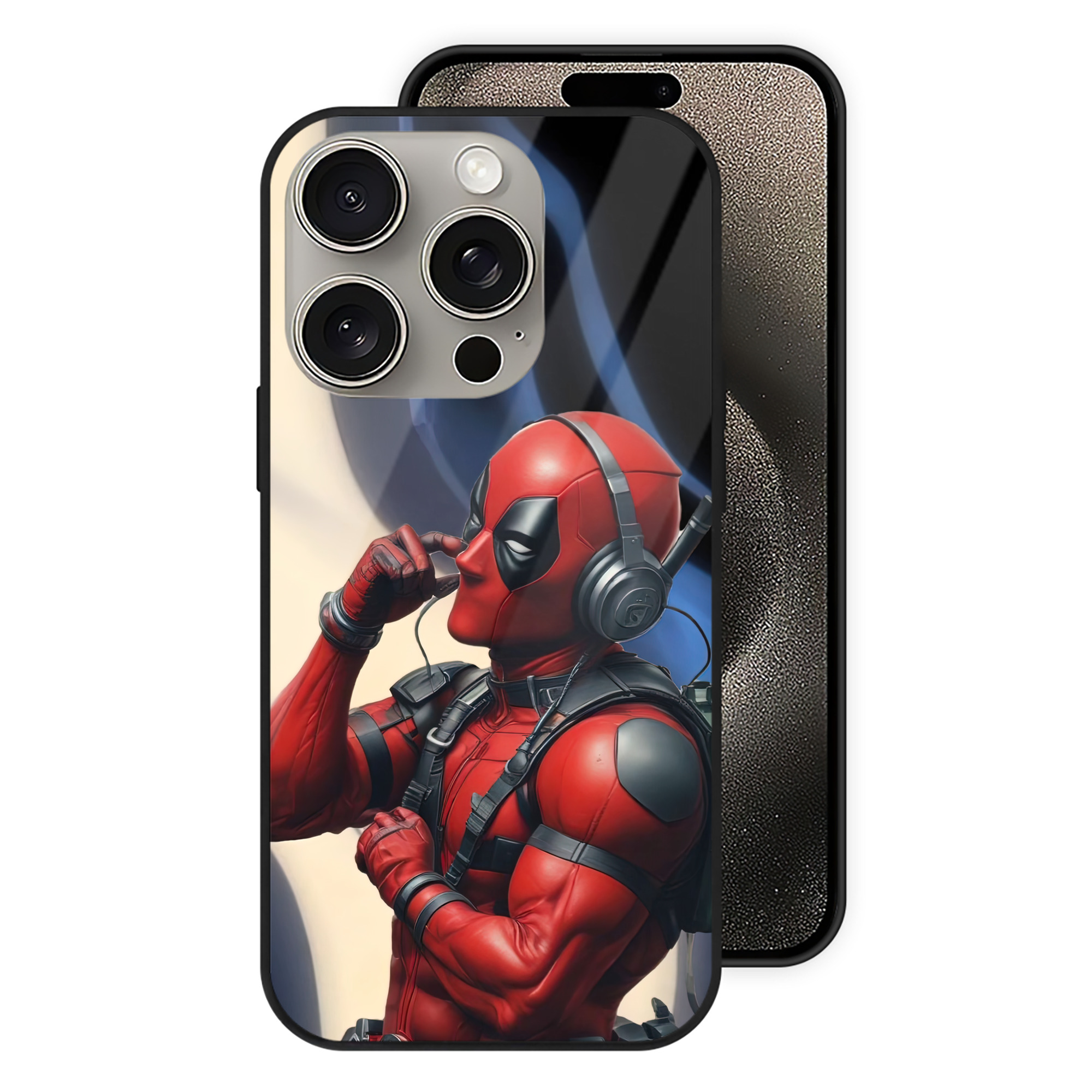 （画像用） Deadpool デッドプール 【iPhone15Pro対応】スマホケース 耐衝撃＆黄変防止 背面ガラス
