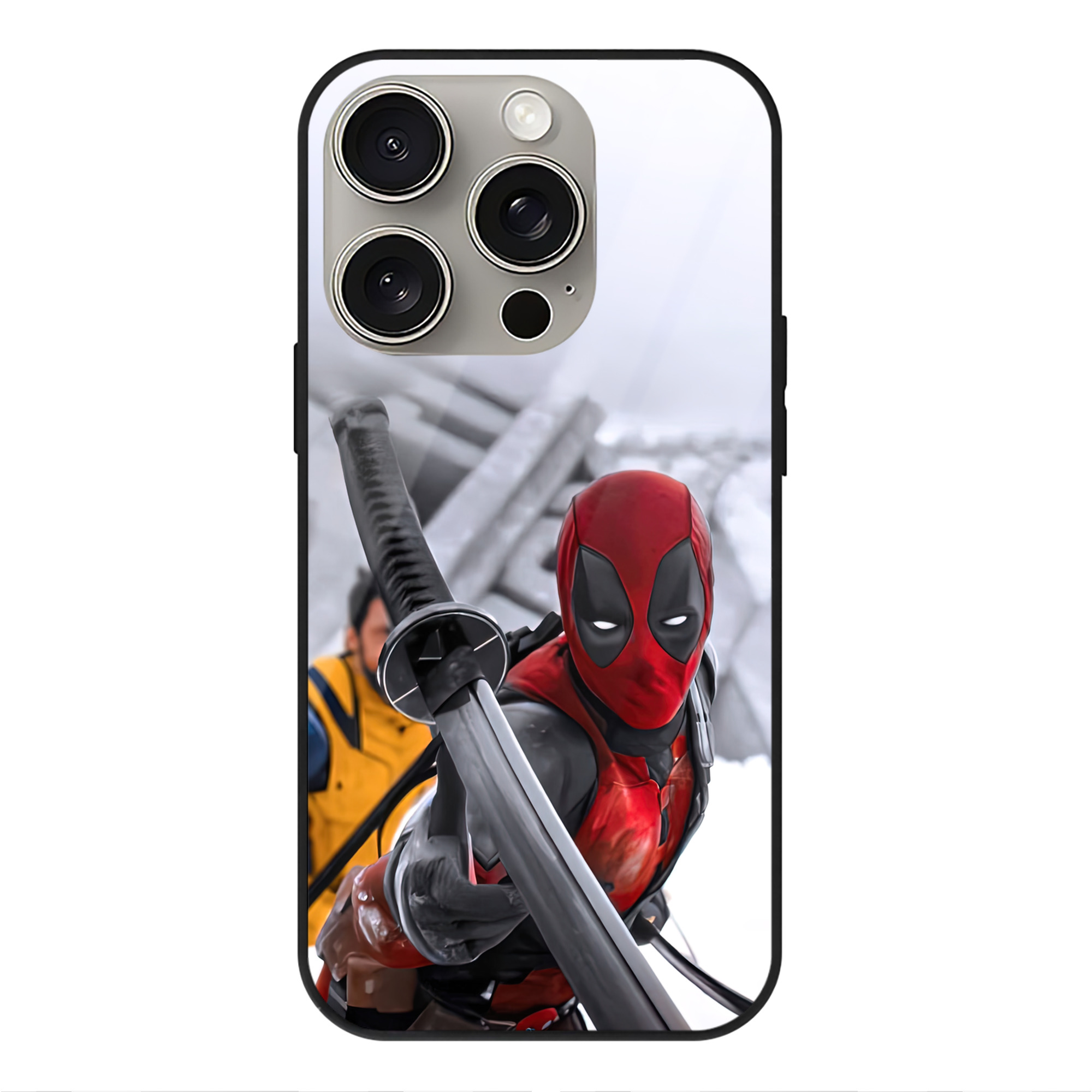 （画像用） Deadpool デッドプール 【iPhone15Pro対応】スマホケース 耐衝撃＆黄変防止 背面ガラス