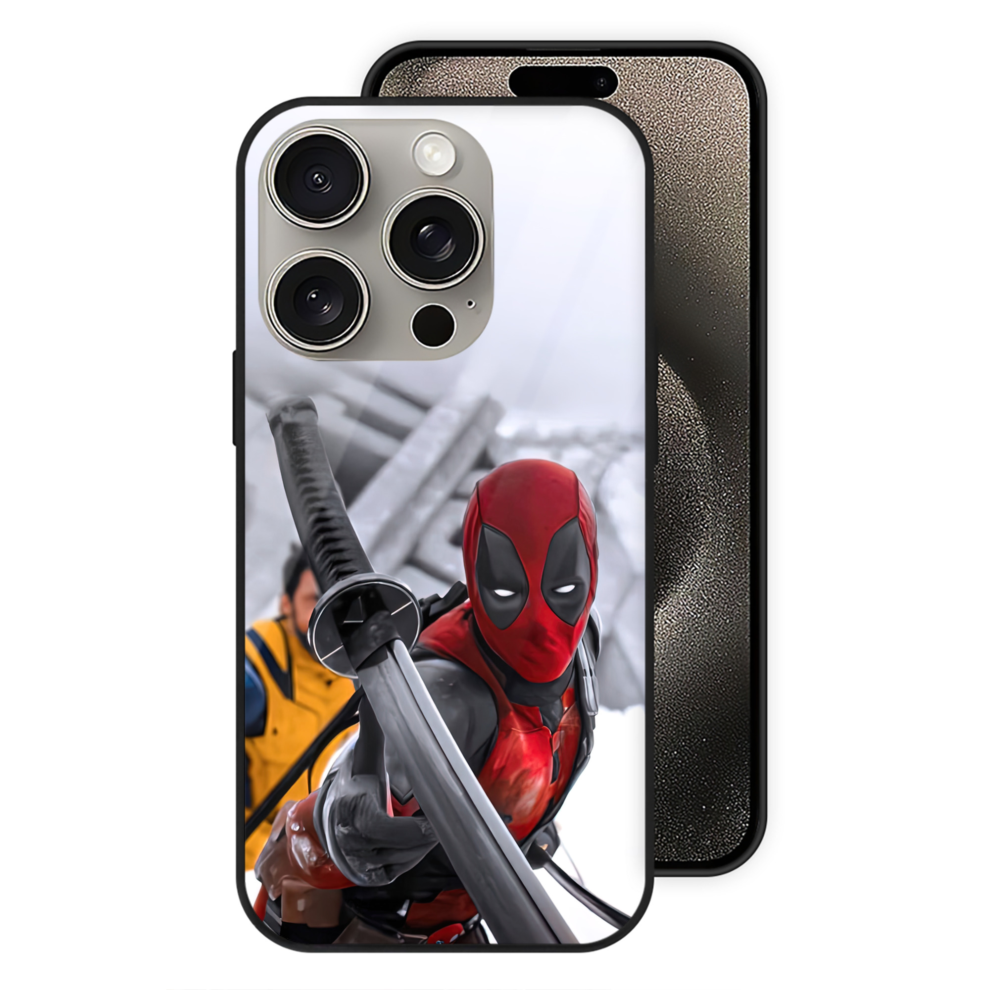 （画像用） Deadpool デッドプール 【iPhone15Pro対応】スマホケース 耐衝撃＆黄変防止 背面ガラス
