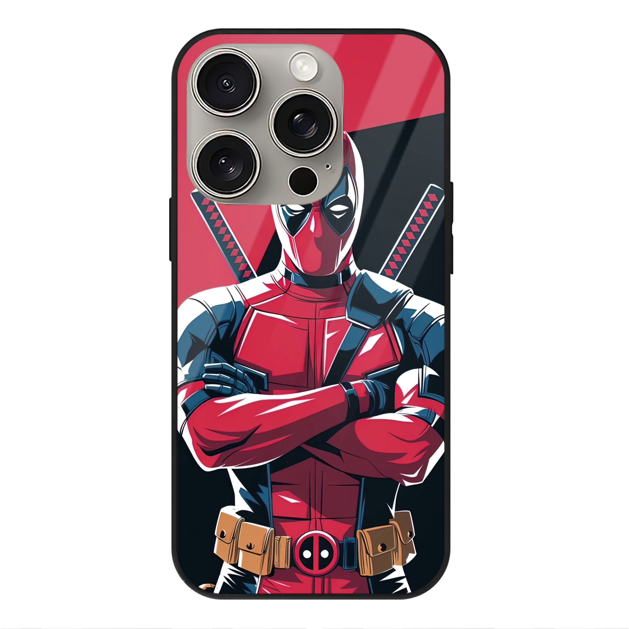 （画像用） Deadpool デッドプール 【iPhone15Pro対応】スマホケース 耐衝撃＆黄変防止 背面ガラス