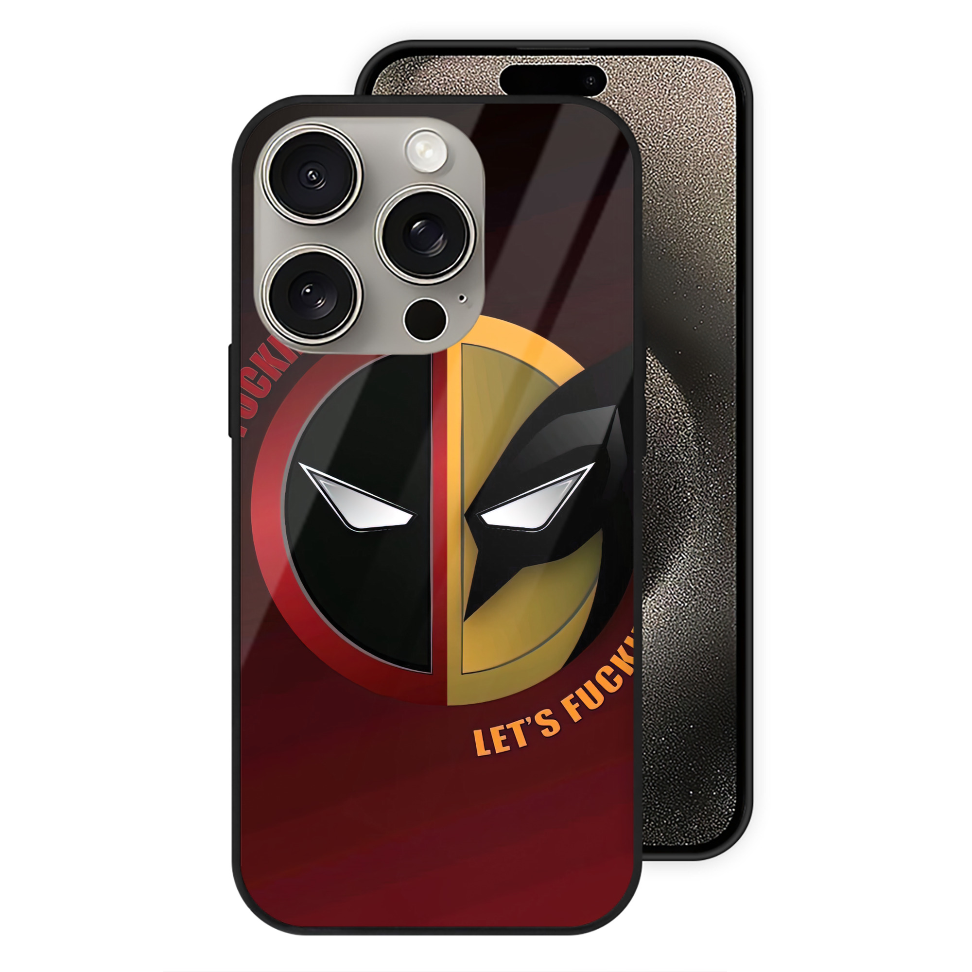 （画像用） Deadpool デッドプール 【iPhone15Pro対応】スマホケース 耐衝撃＆黄変防止 背面ガラス