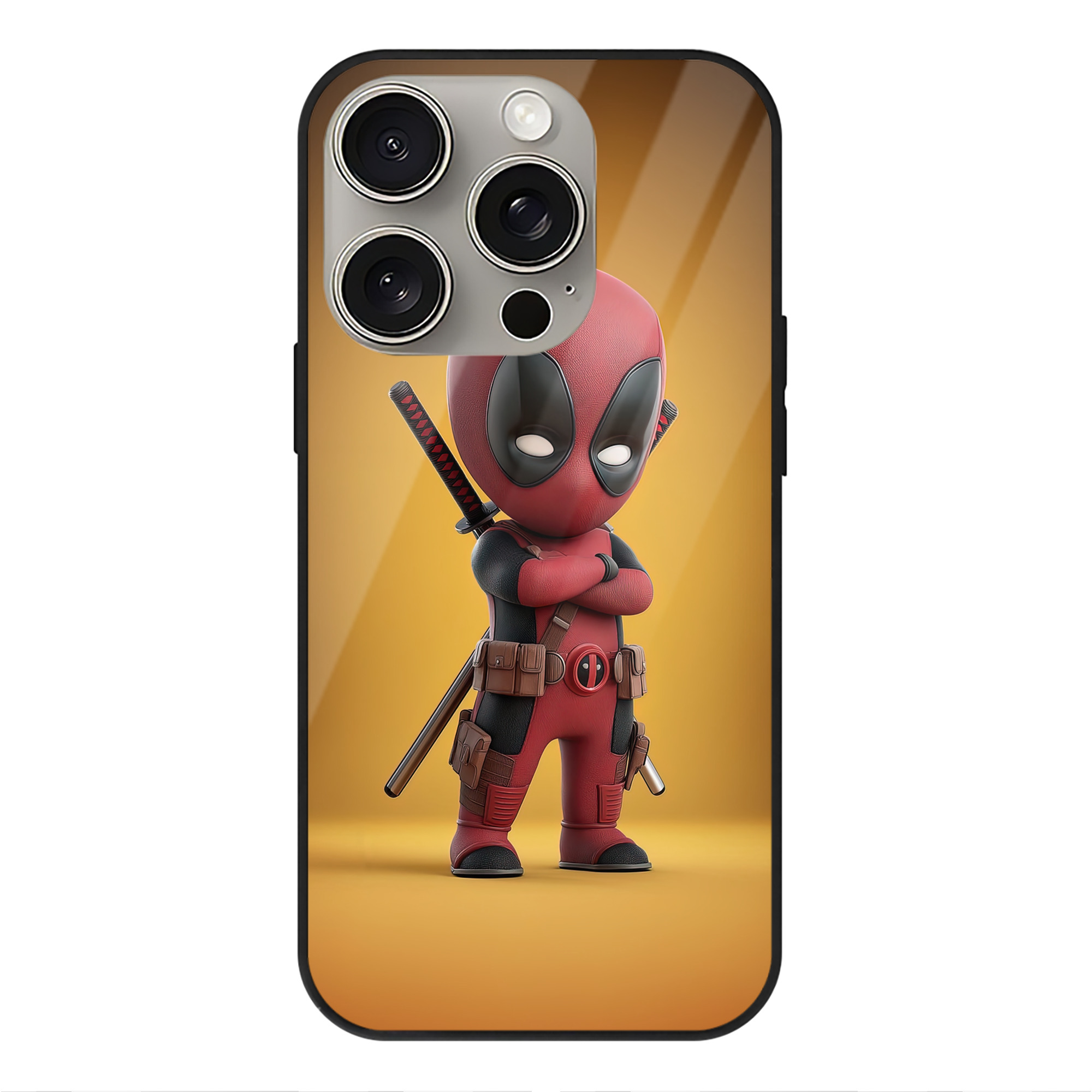 （画像用） Deadpool デッドプール 【iPhone15Pro対応】スマホケース 耐衝撃＆黄変防止 背面ガラス