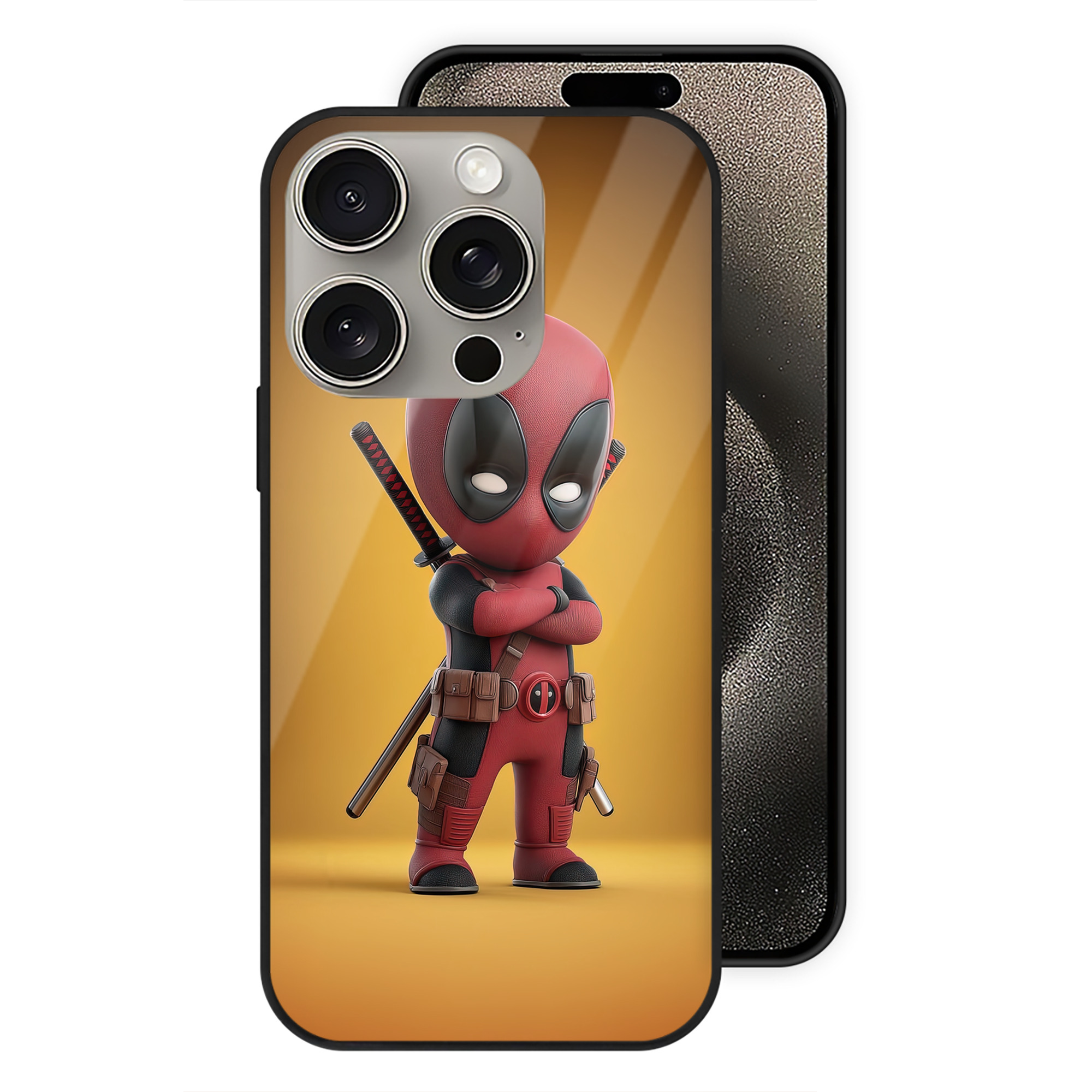 （画像用） Deadpool デッドプール 【iPhone15Pro対応】スマホケース 耐衝撃＆黄変防止 背面ガラス
