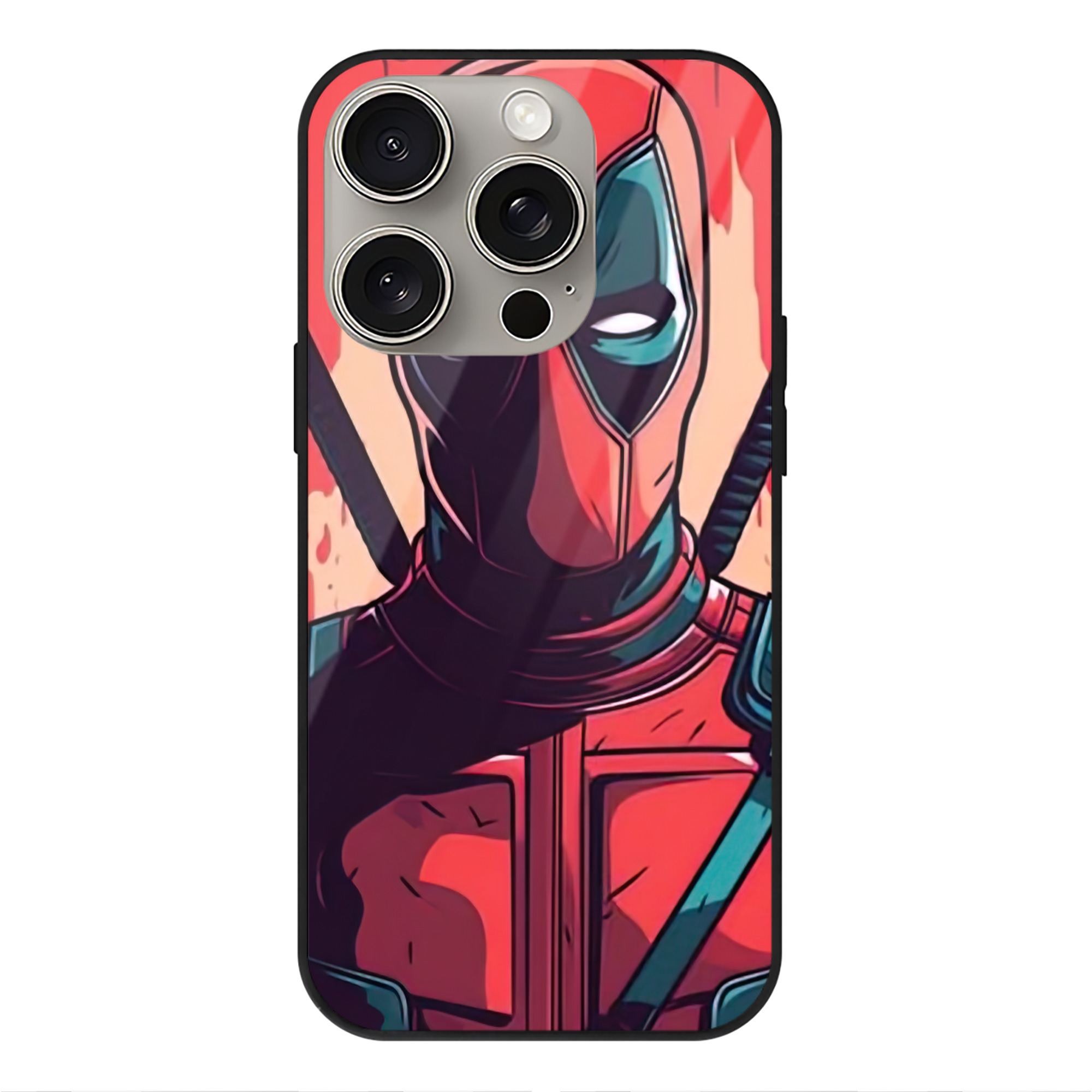 （画像用） Deadpool デッドプール 【iPhone15Pro対応】スマホケース 耐衝撃＆黄変防止 背面ガラス