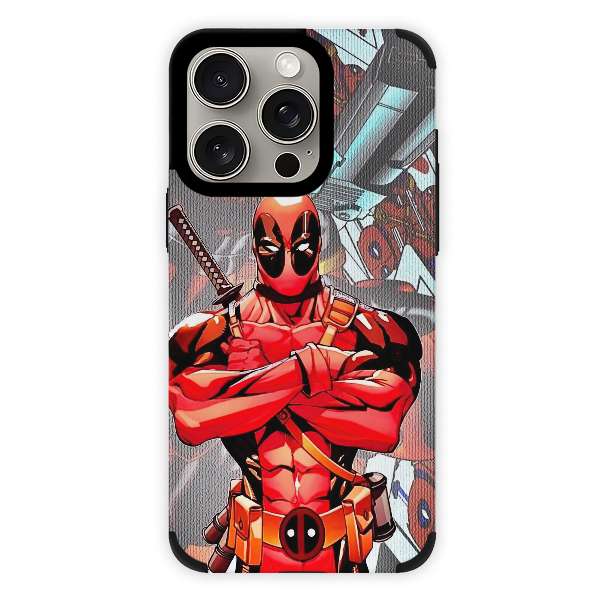 （画像用） Deadpool デッドプール 【iPhone15ProMax対応】 PUレザー スマホケース 耐衝撃＆黄変防止