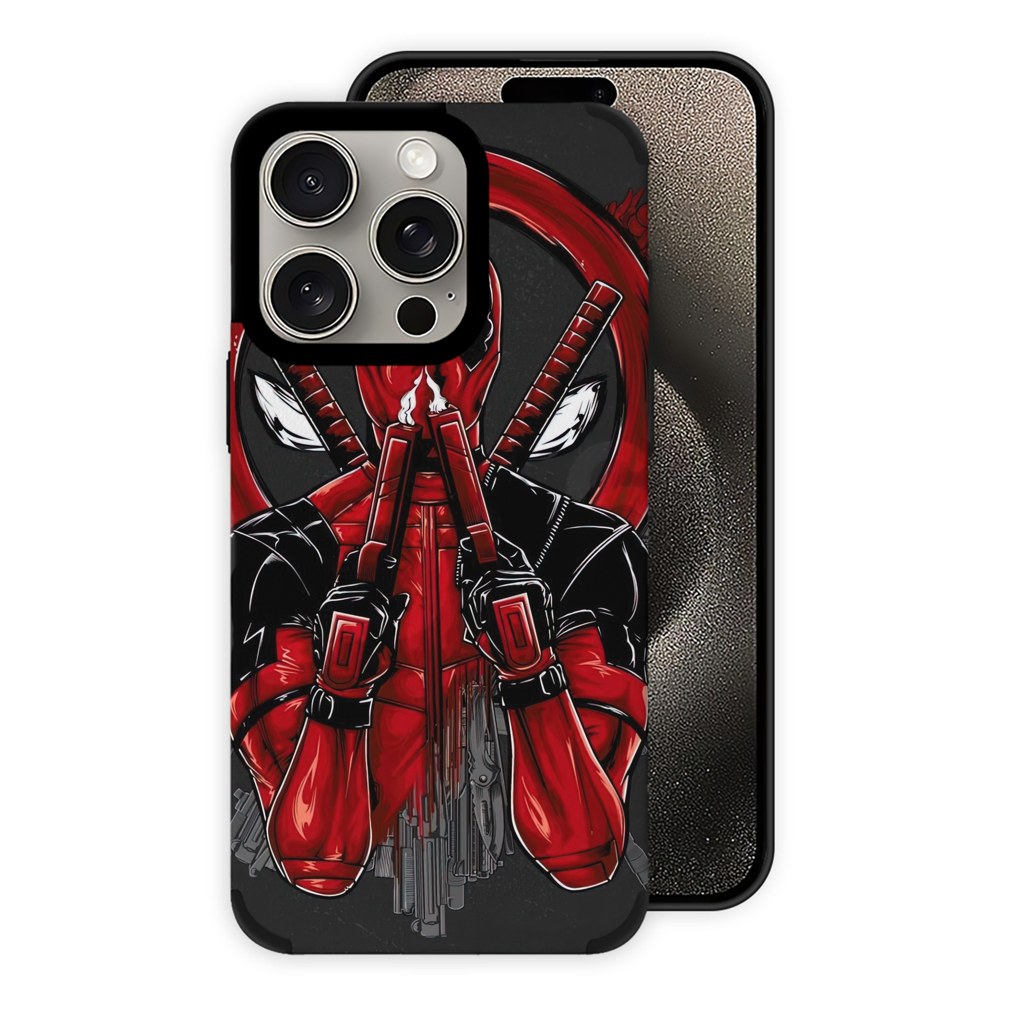 （画像用） Deadpool デッドプール 【iPhone15ProMax対応】 PUレザー スマホケース 耐衝撃＆黄変防止