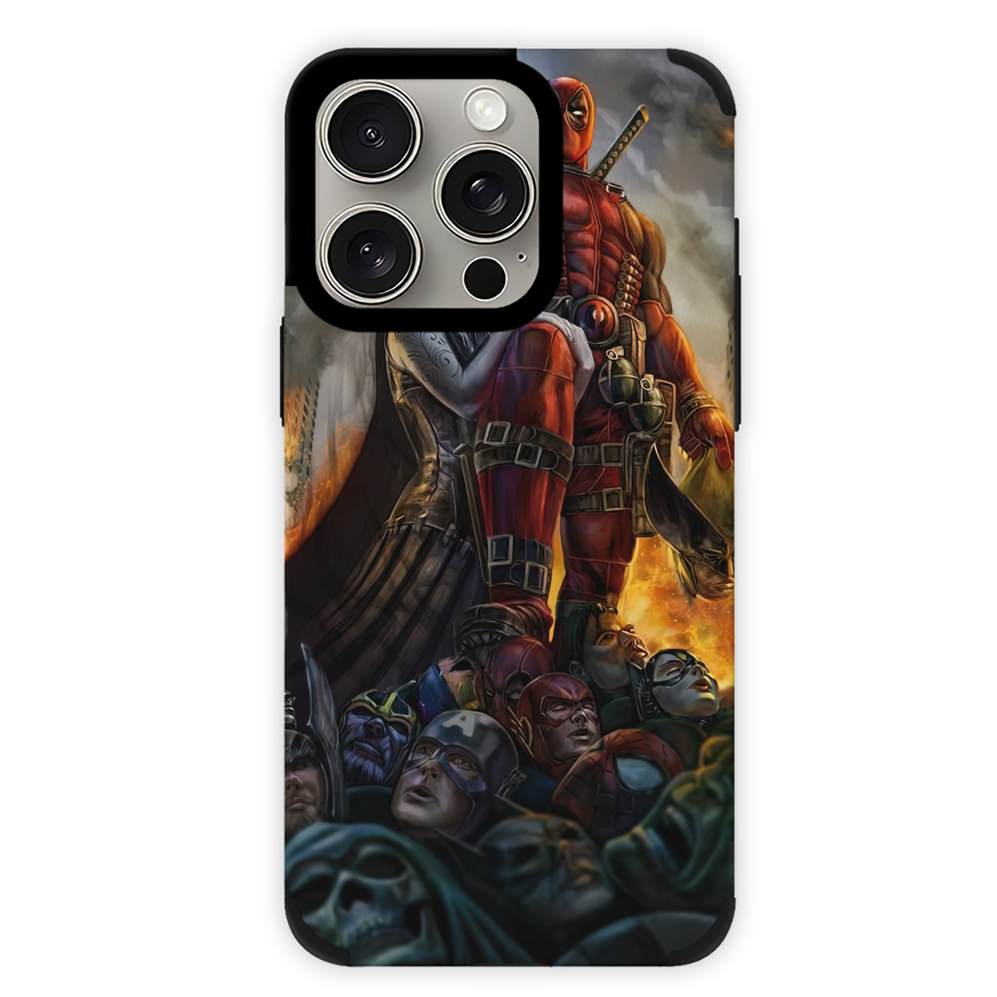 （画像用） Deadpool デッドプール 【iPhone15ProMax対応】 PUレザー スマホケース 耐衝撃＆黄変防止