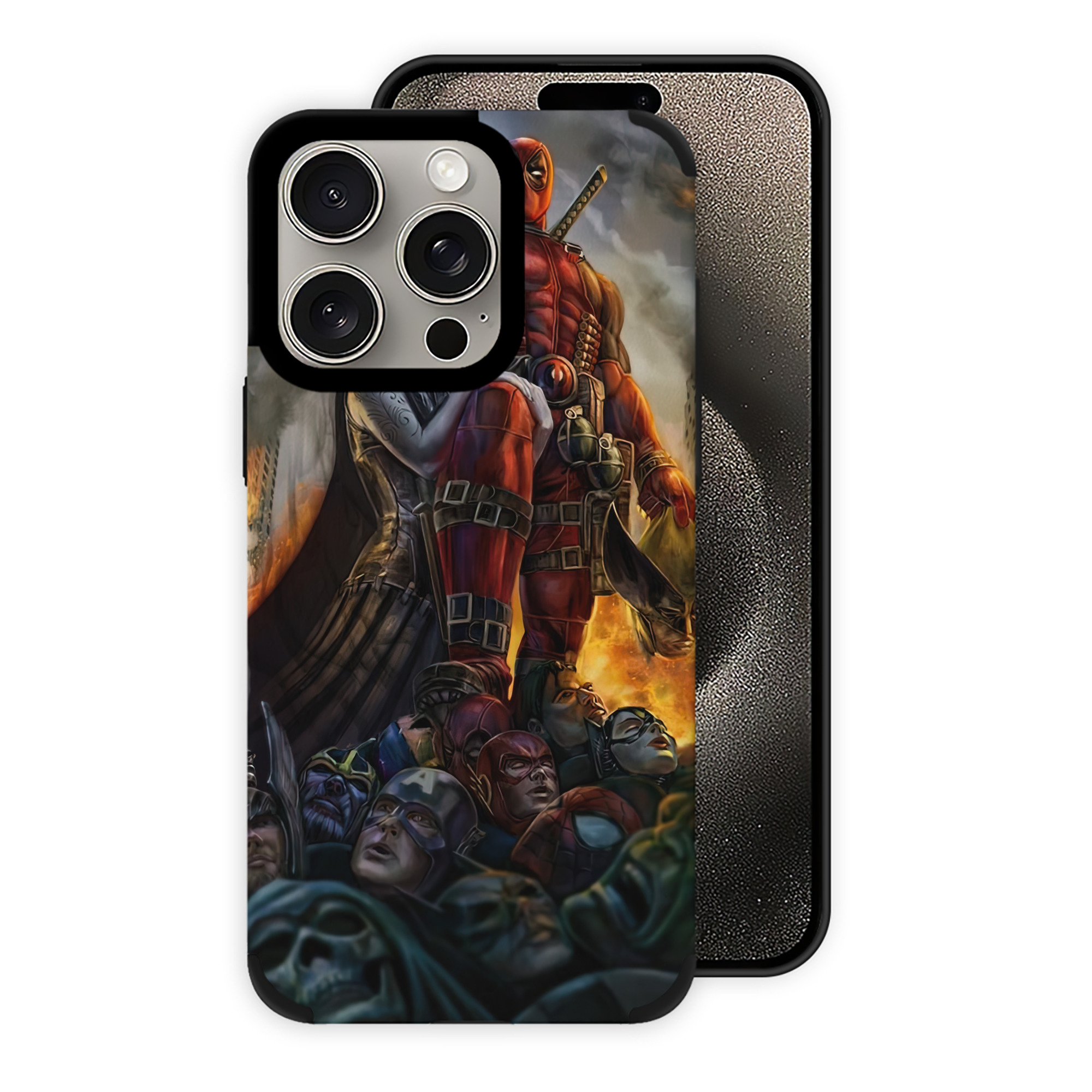 （画像用） Deadpool デッドプール 【iPhone15ProMax対応】 PUレザー スマホケース 耐衝撃＆黄変防止
