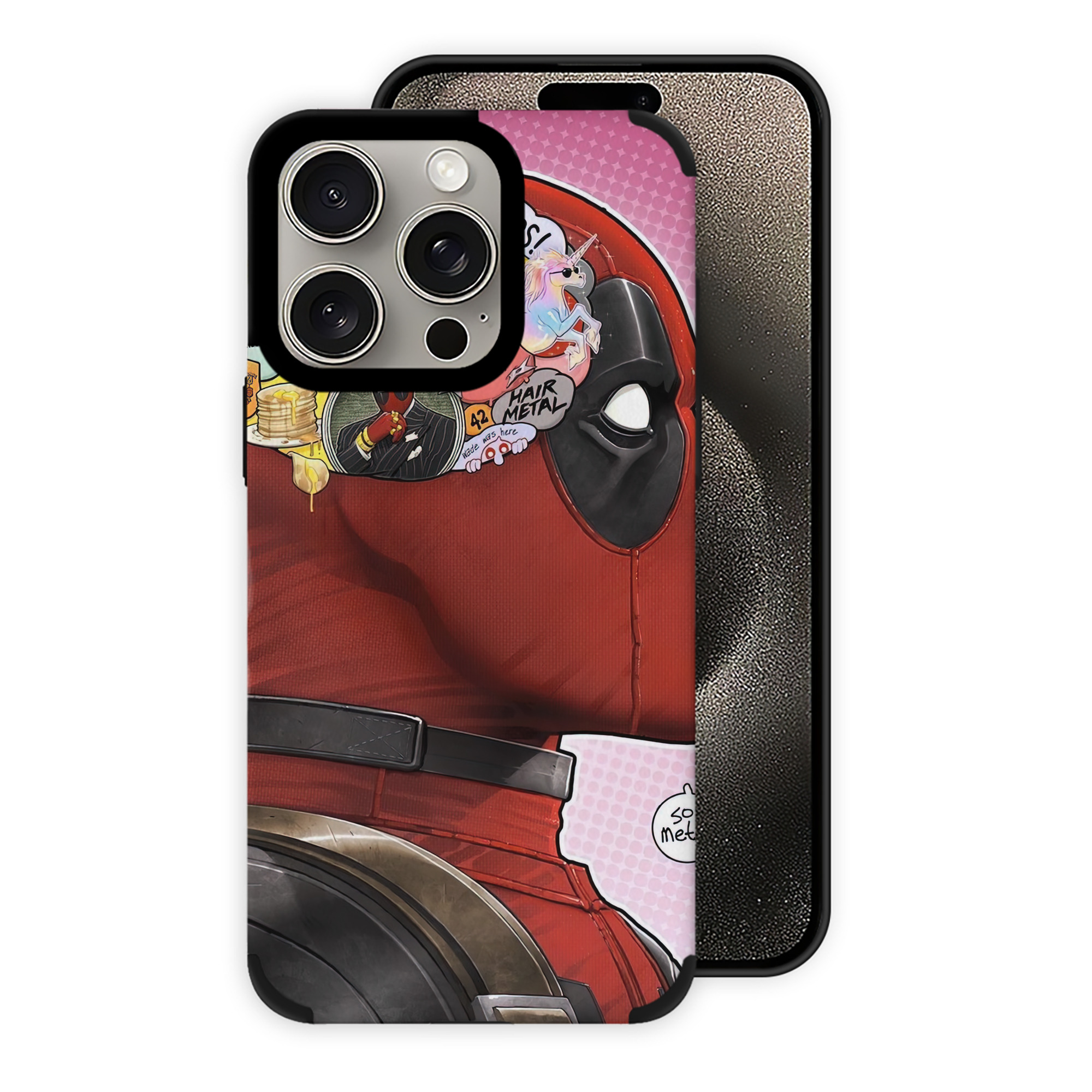 （画像用） Deadpool デッドプール 【iPhone15ProMax対応】 PUレザー スマホケース 耐衝撃＆黄変防止