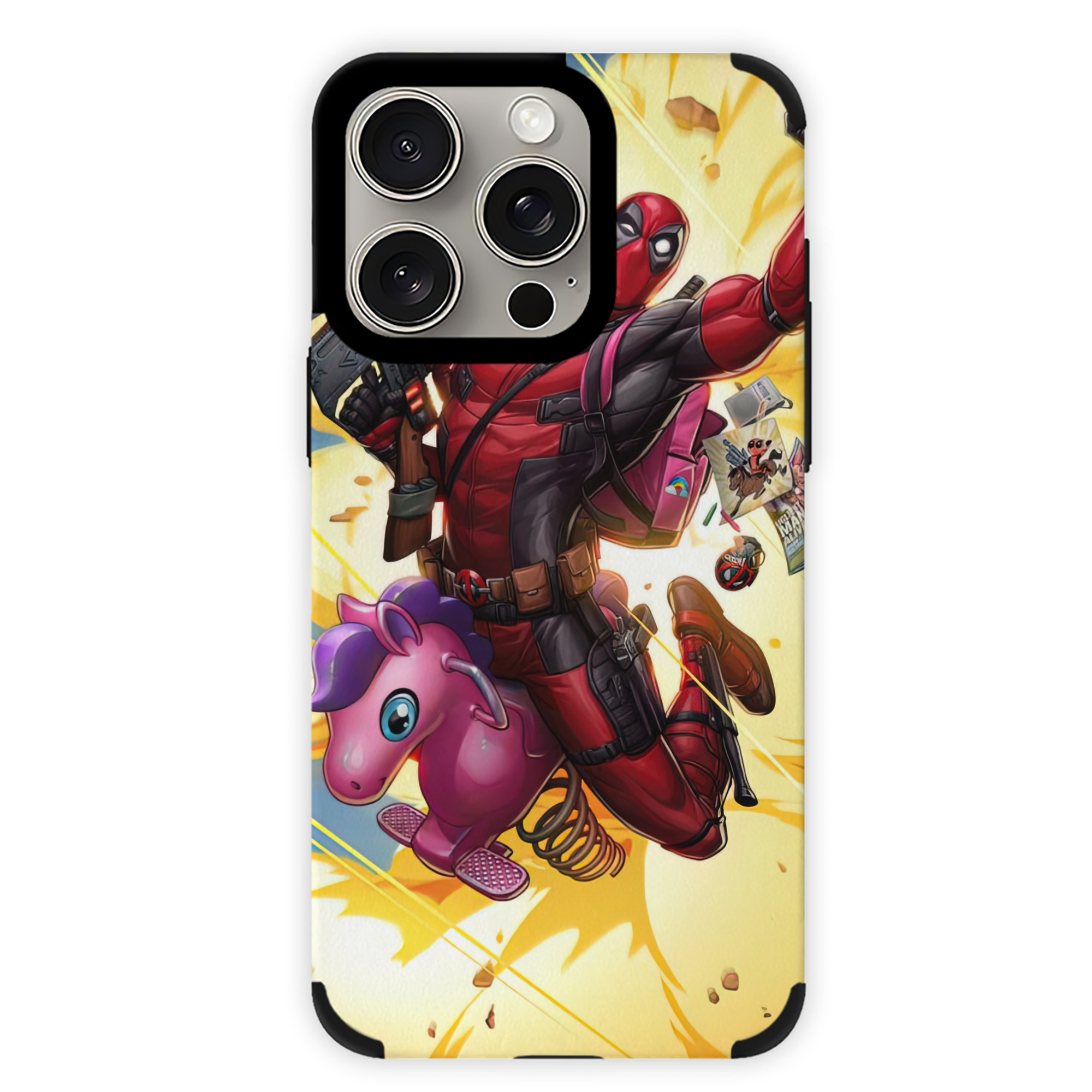 （画像用） Deadpool デッドプール 【iPhone15ProMax対応】 PUレザー スマホケース 耐衝撃＆黄変防止