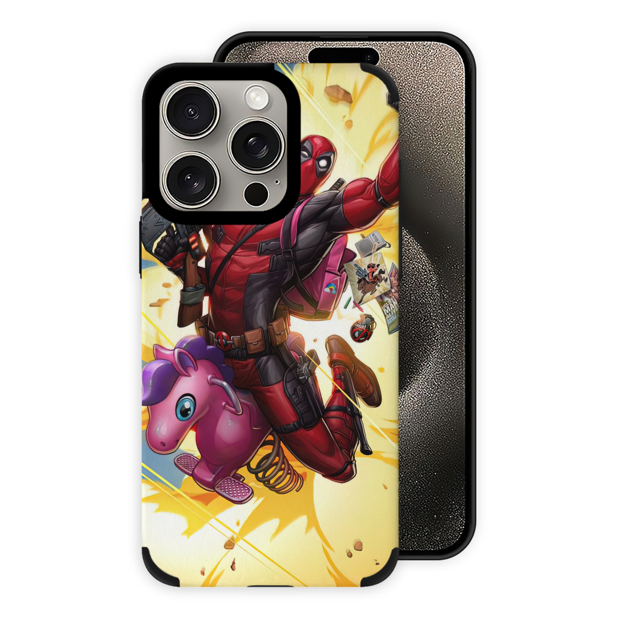（画像用） Deadpool デッドプール 【iPhone15ProMax対応】 PUレザー スマホケース 耐衝撃＆黄変防止