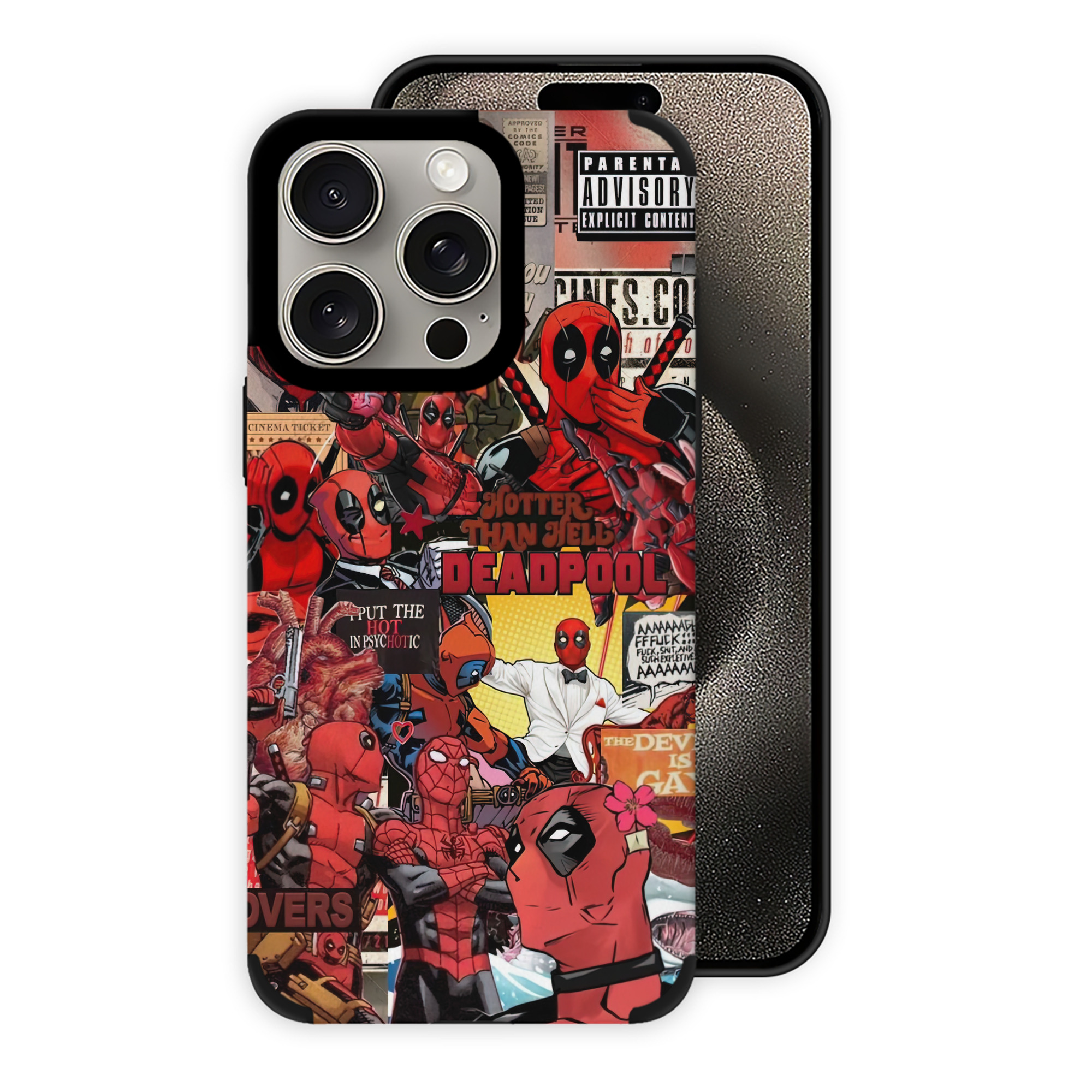 （画像用） Deadpool デッドプール 【iPhone15ProMax対応】 PUレザー スマホケース 耐衝撃＆黄変防止