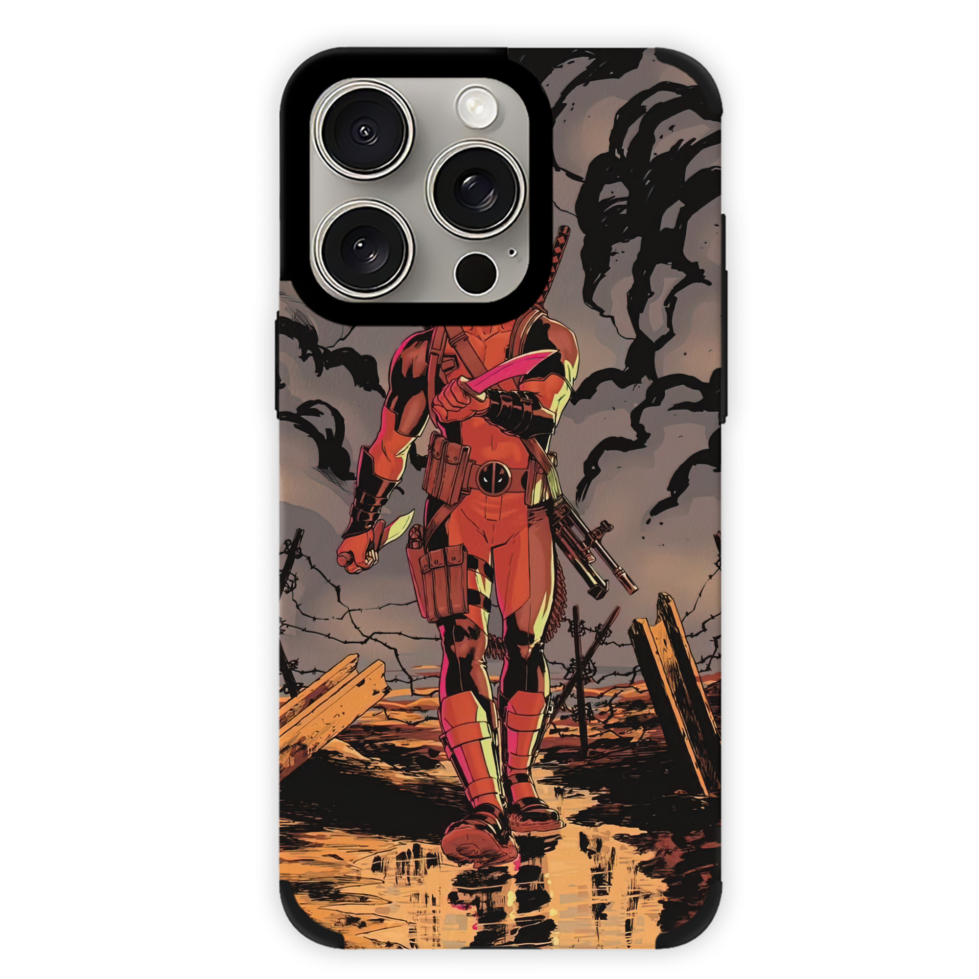 （画像用） Deadpool デッドプール 【iPhone15ProMax対応】 PUレザー スマホケース 耐衝撃＆黄変防止