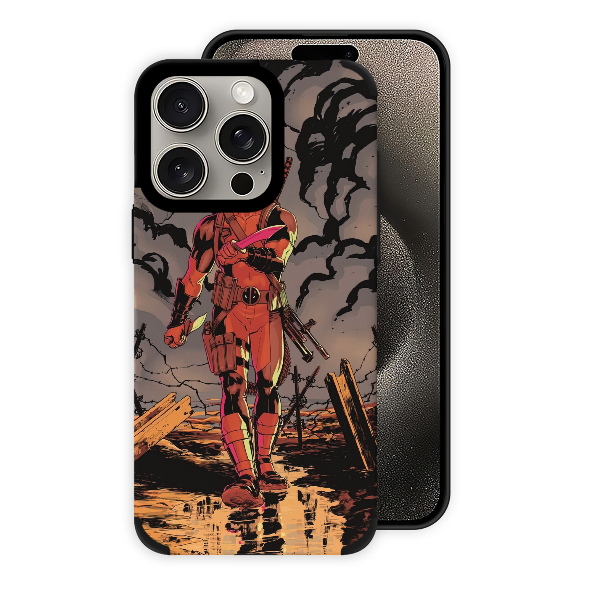 （画像用） Deadpool デッドプール 【iPhone15ProMax対応】 PUレザー スマホケース 耐衝撃＆黄変防止