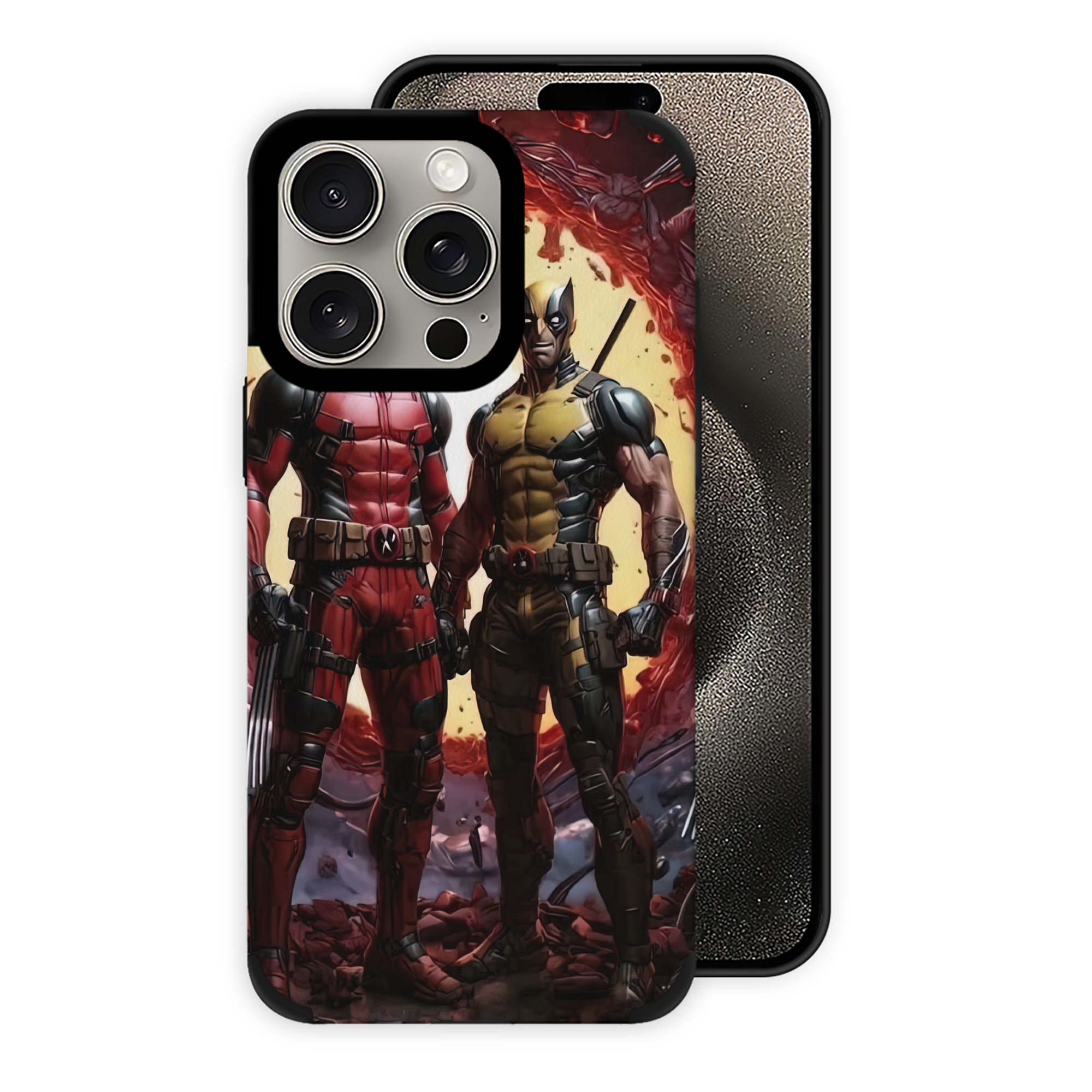 （画像用） Deadpool デッドプール 【iPhone15ProMax対応】 PUレザー スマホケース 耐衝撃＆黄変防止