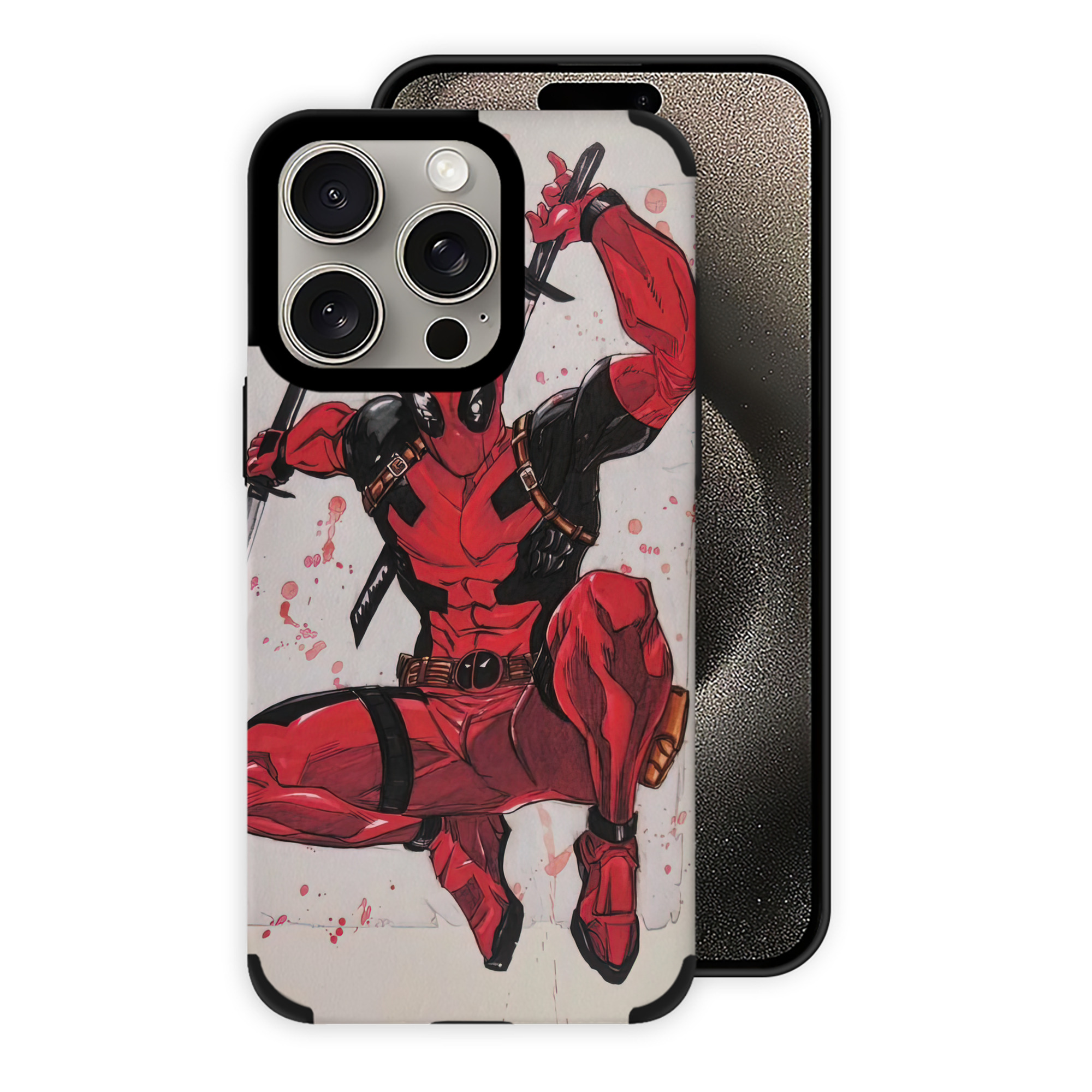 （画像用） Deadpool デッドプール 【iPhone15ProMax対応】 PUレザー スマホケース 耐衝撃＆黄変防止