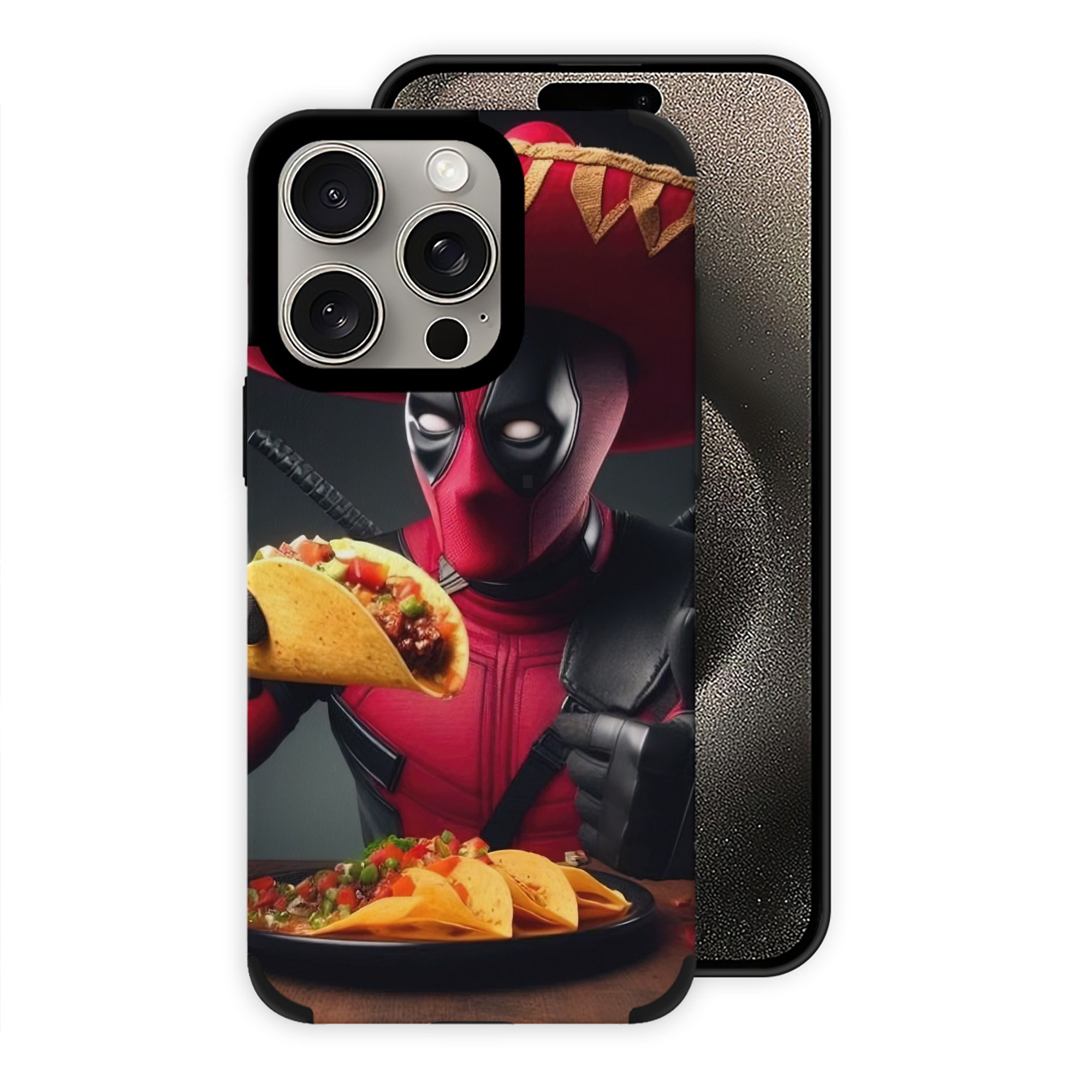 （画像用） Deadpool デッドプール 【iPhone15ProMax対応】 PUレザー スマホケース 耐衝撃＆黄変防止