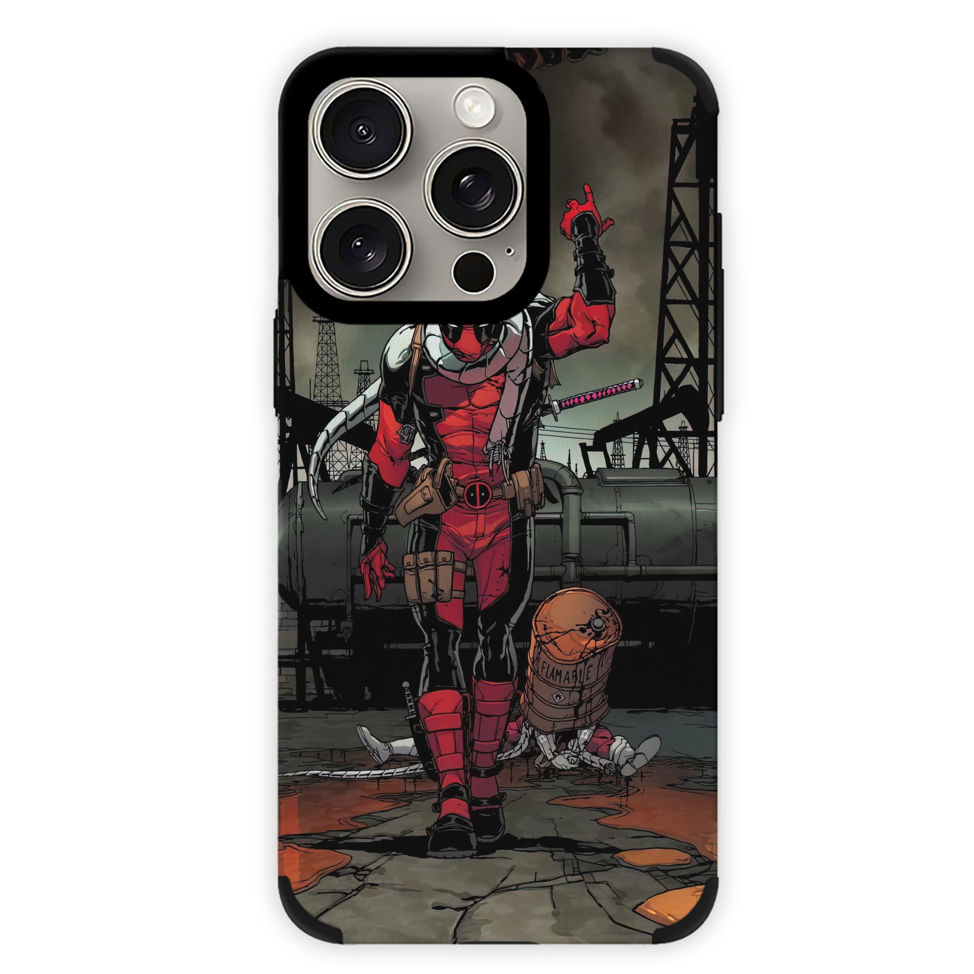 （画像用） Deadpool デッドプール 【iPhone15ProMax対応】 PUレザー スマホケース 耐衝撃＆黄変防止