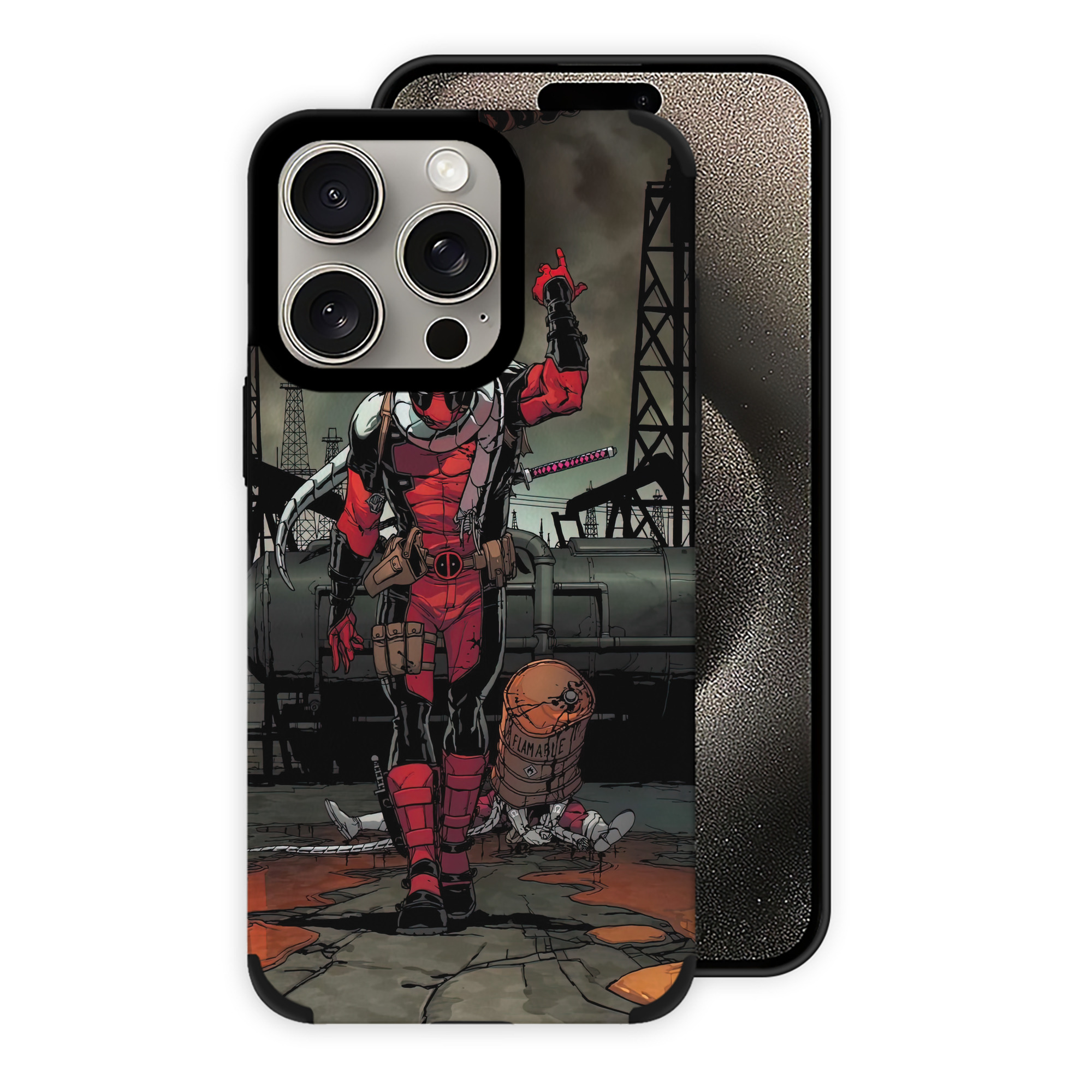 （画像用） Deadpool デッドプール 【iPhone15ProMax対応】 PUレザー スマホケース 耐衝撃＆黄変防止