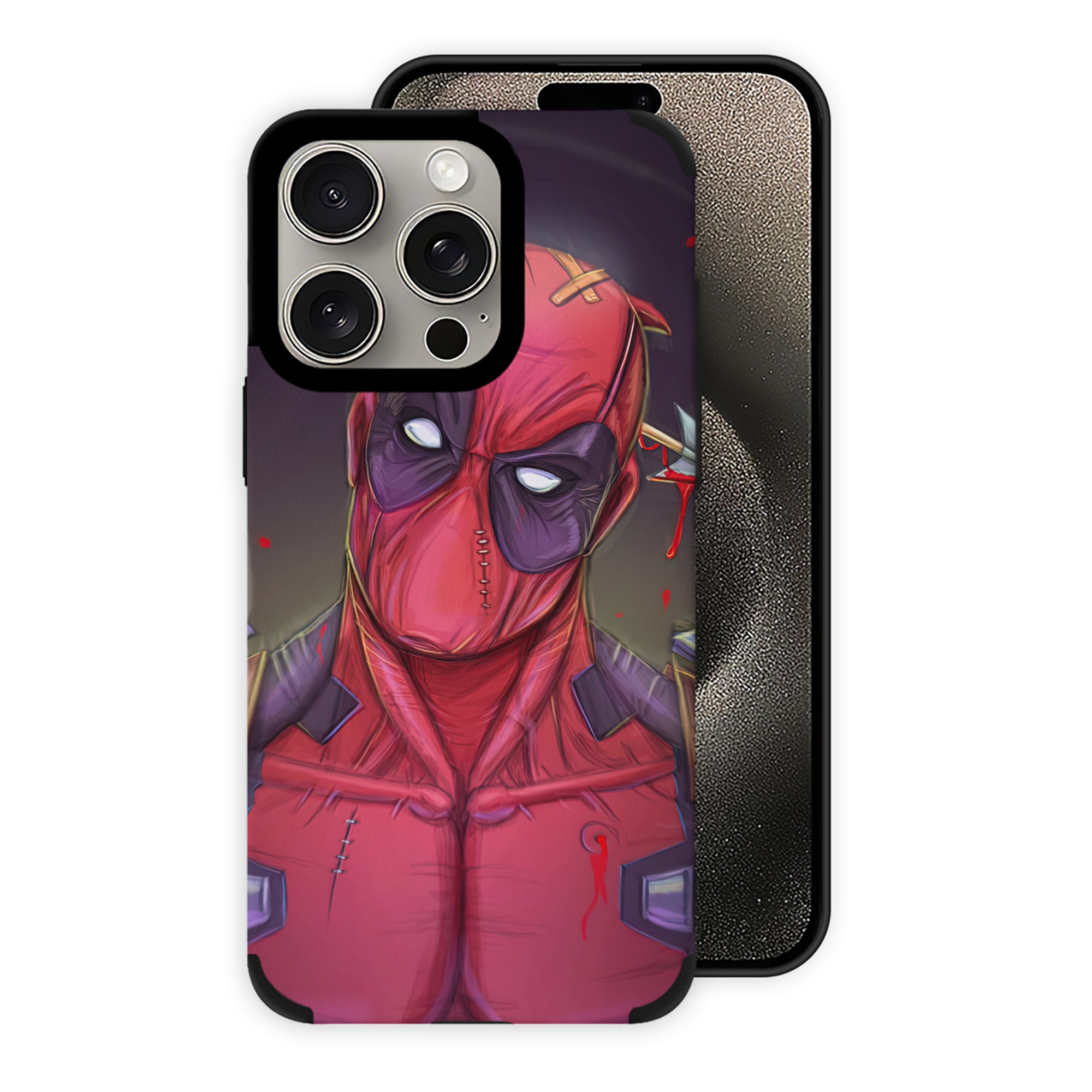 （画像用） Deadpool デッドプール 【iPhone15ProMax対応】 PUレザー スマホケース 耐衝撃＆黄変防止