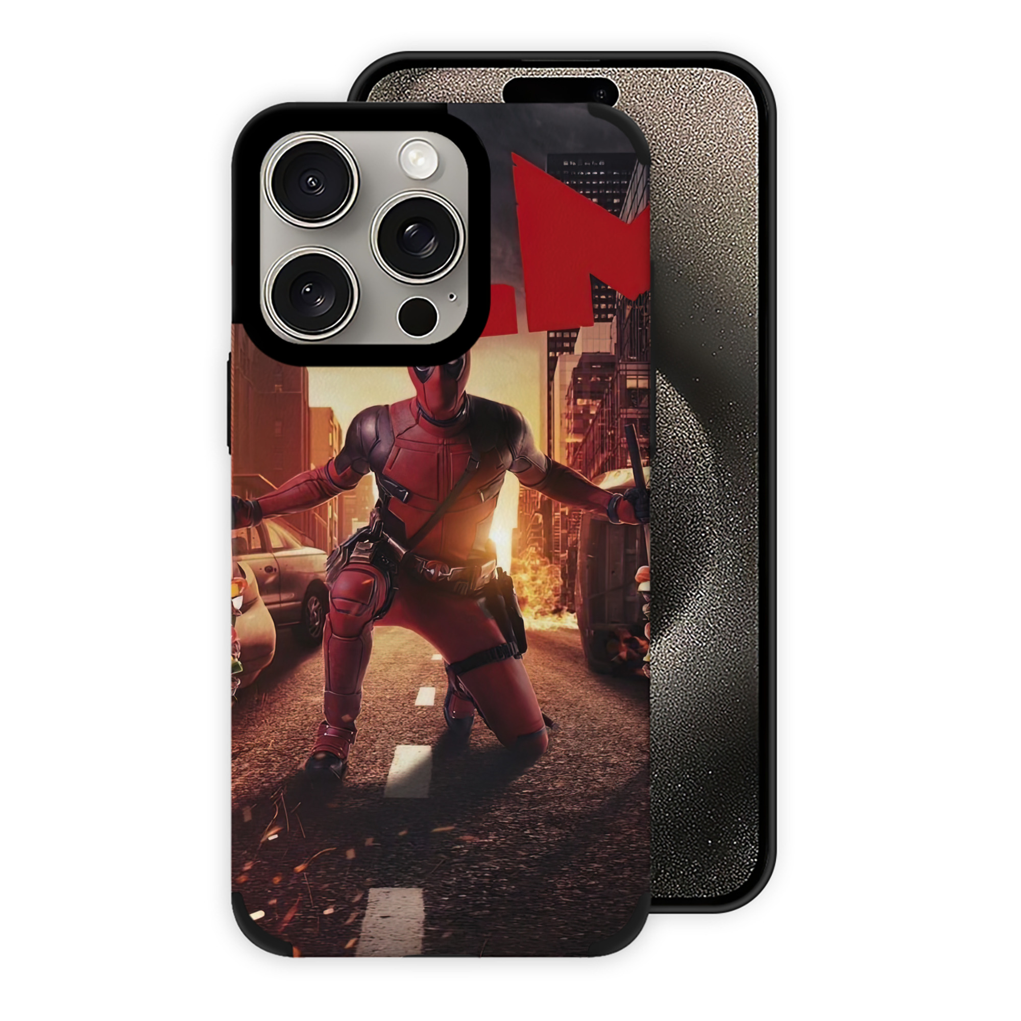 （画像用） Deadpool デッドプール 【iPhone15ProMax対応】 PUレザー スマホケース 耐衝撃＆黄変防止