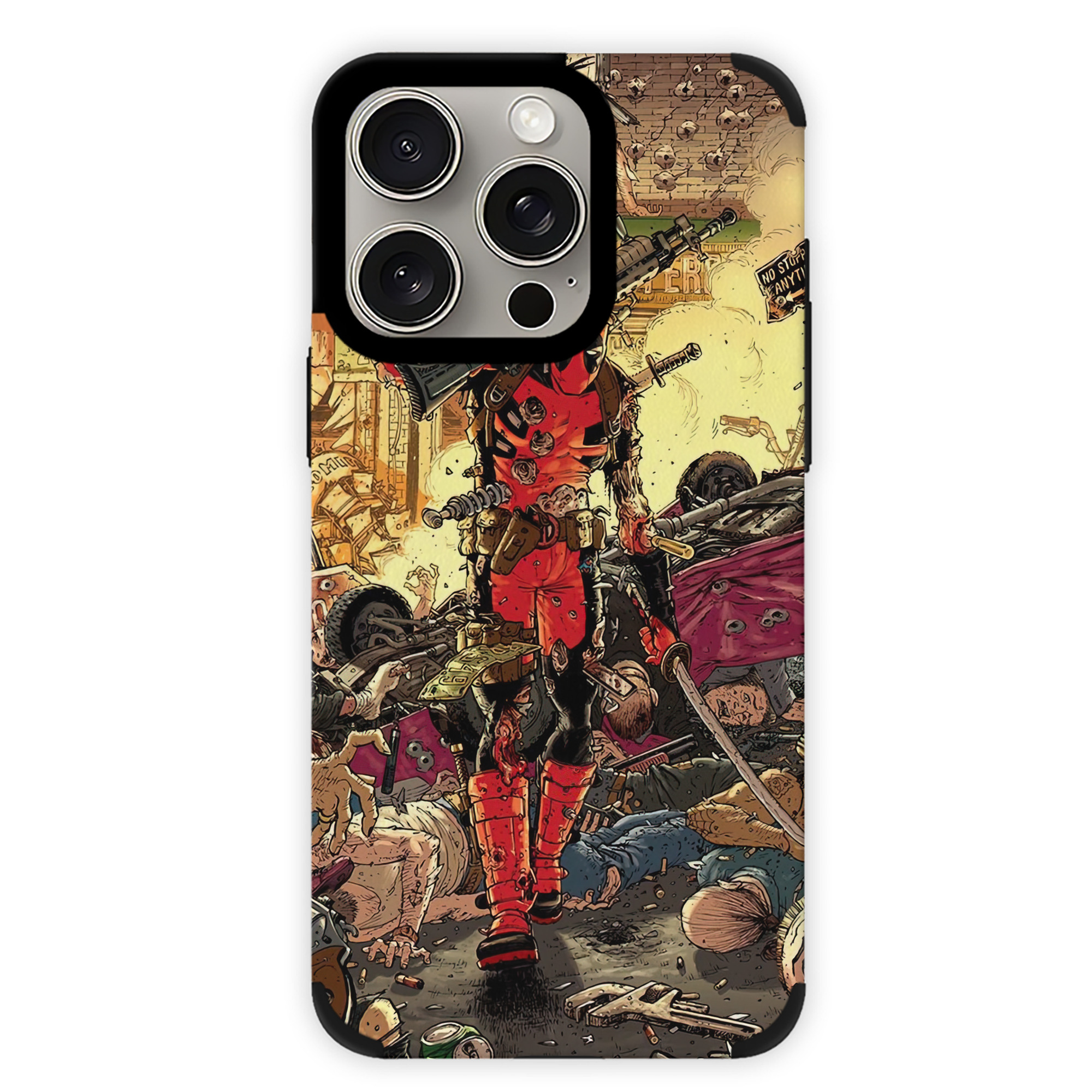 （画像用） Deadpool デッドプール 【iPhone15ProMax対応】 PUレザー スマホケース 耐衝撃＆黄変防止