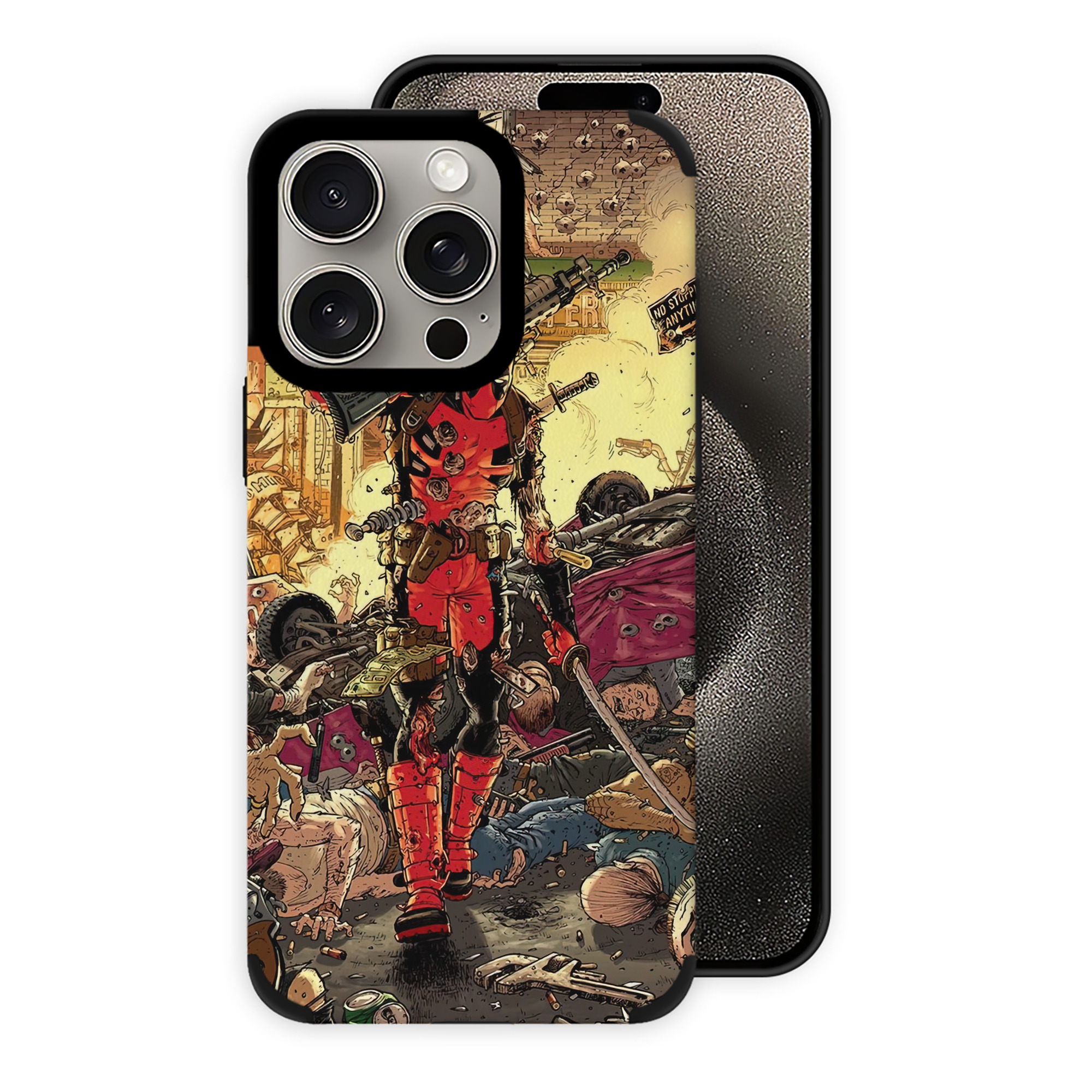 （画像用） Deadpool デッドプール 【iPhone15ProMax対応】 PUレザー スマホケース 耐衝撃＆黄変防止