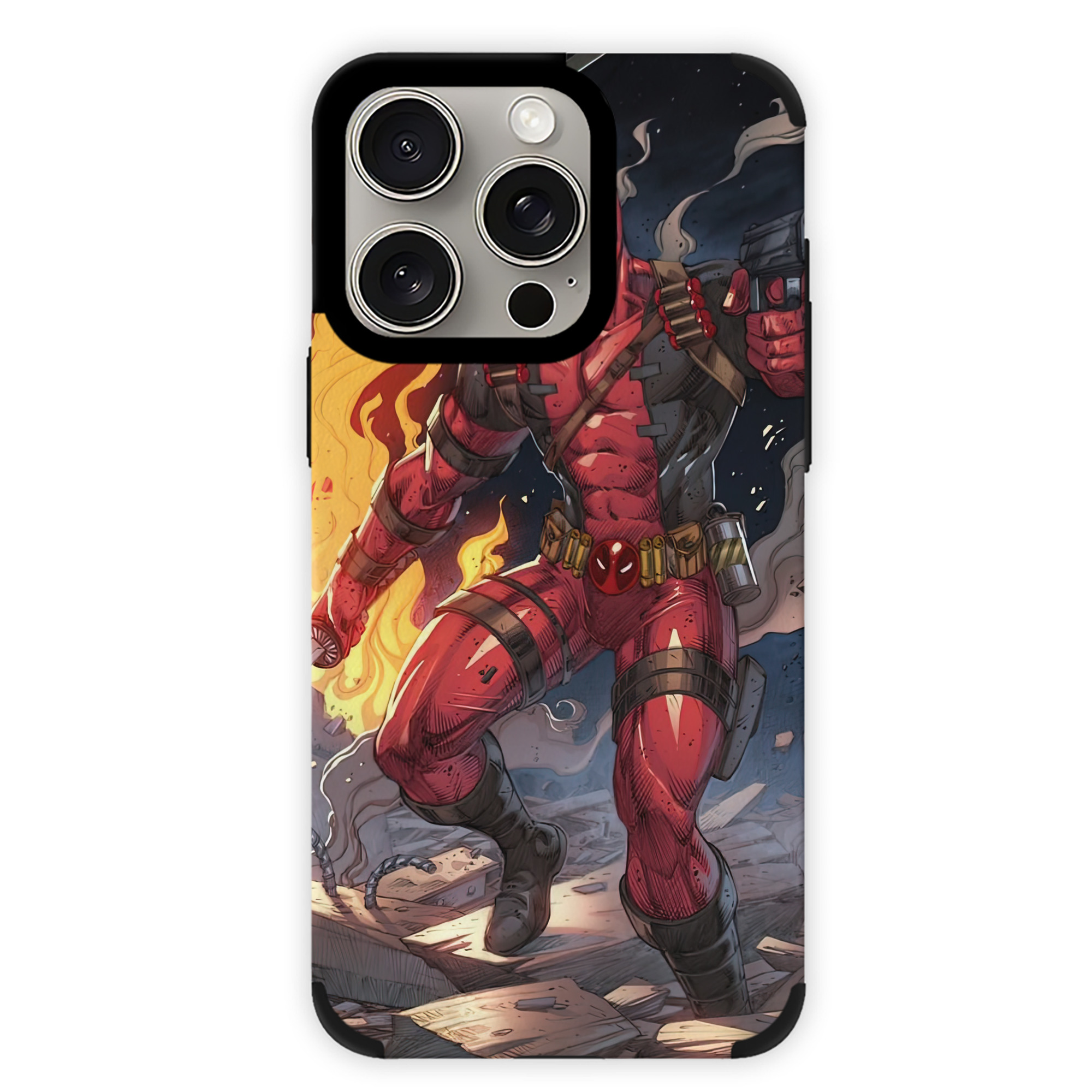 （画像用） Deadpool デッドプール 【iPhone15ProMax対応】 PUレザー スマホケース 耐衝撃＆黄変防止