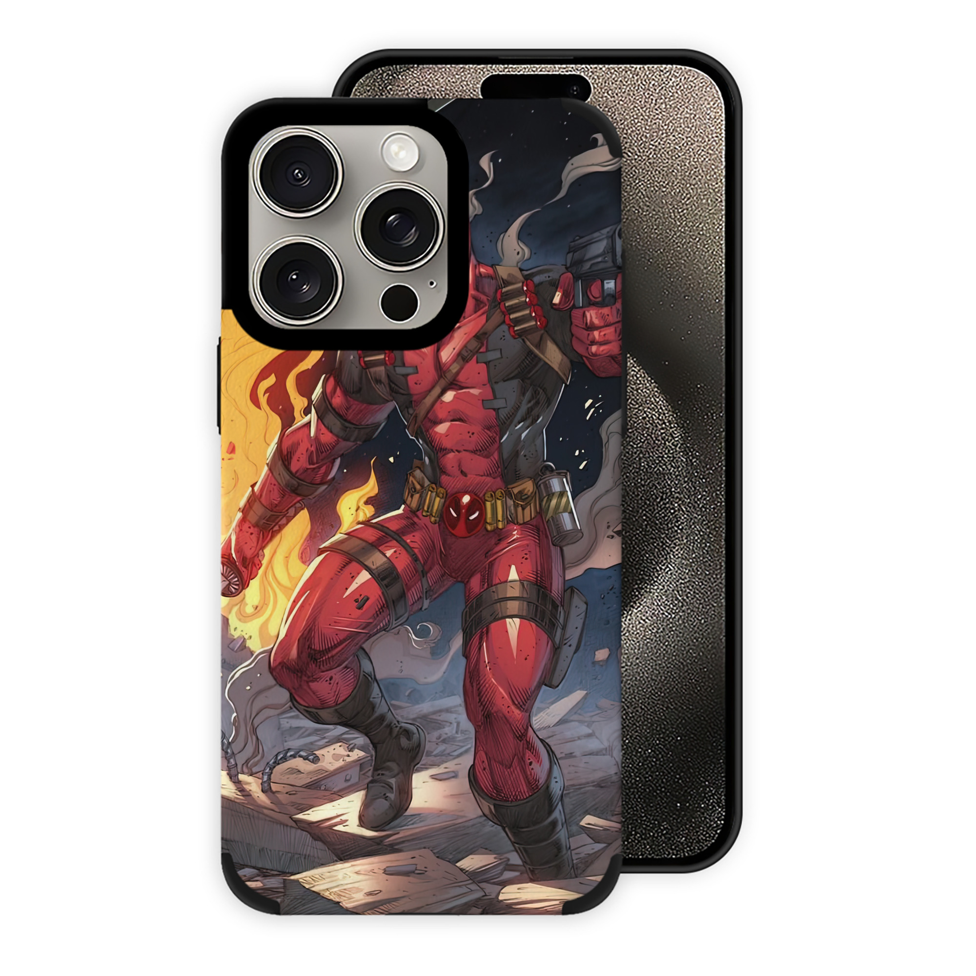 （画像用） Deadpool デッドプール 【iPhone15ProMax対応】 PUレザー スマホケース 耐衝撃＆黄変防止