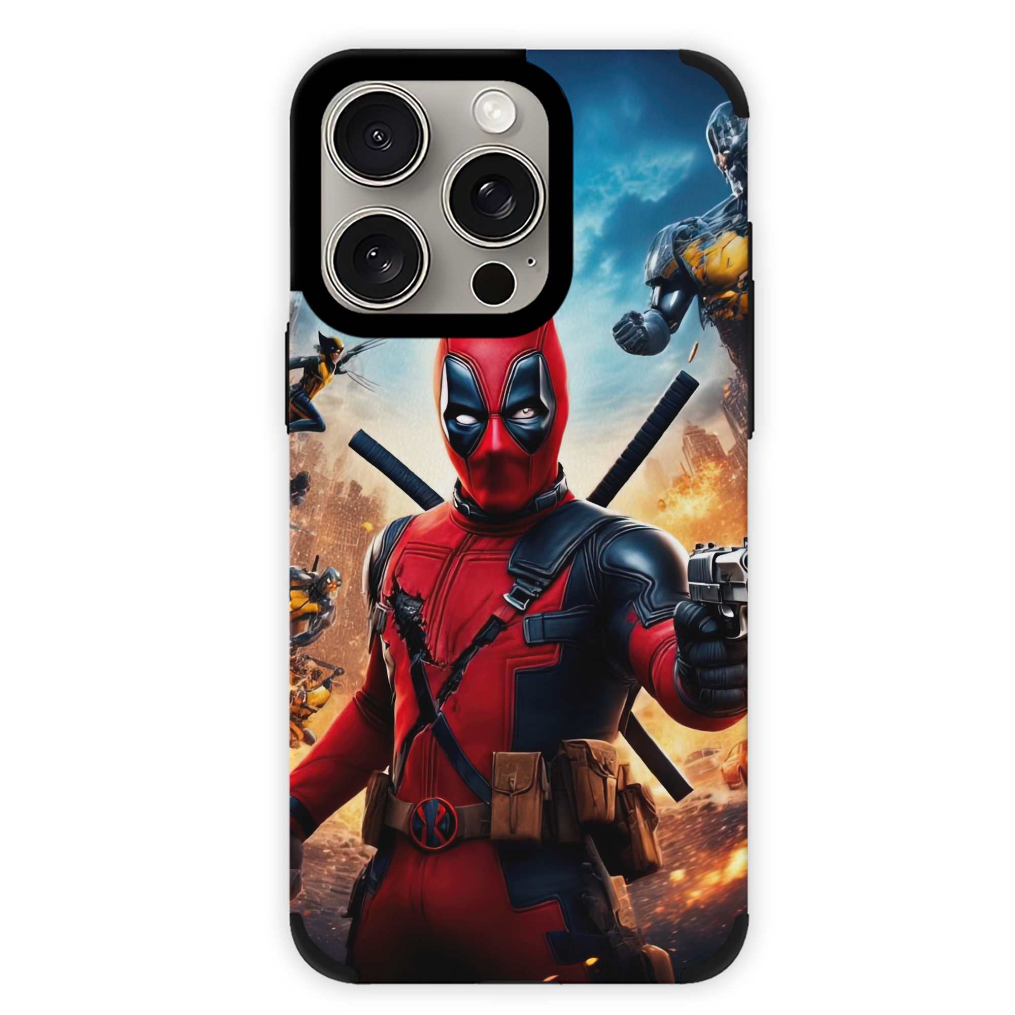 （画像用） Deadpool デッドプール 【iPhone15ProMax対応】 PUレザー スマホケース 耐衝撃＆黄変防止