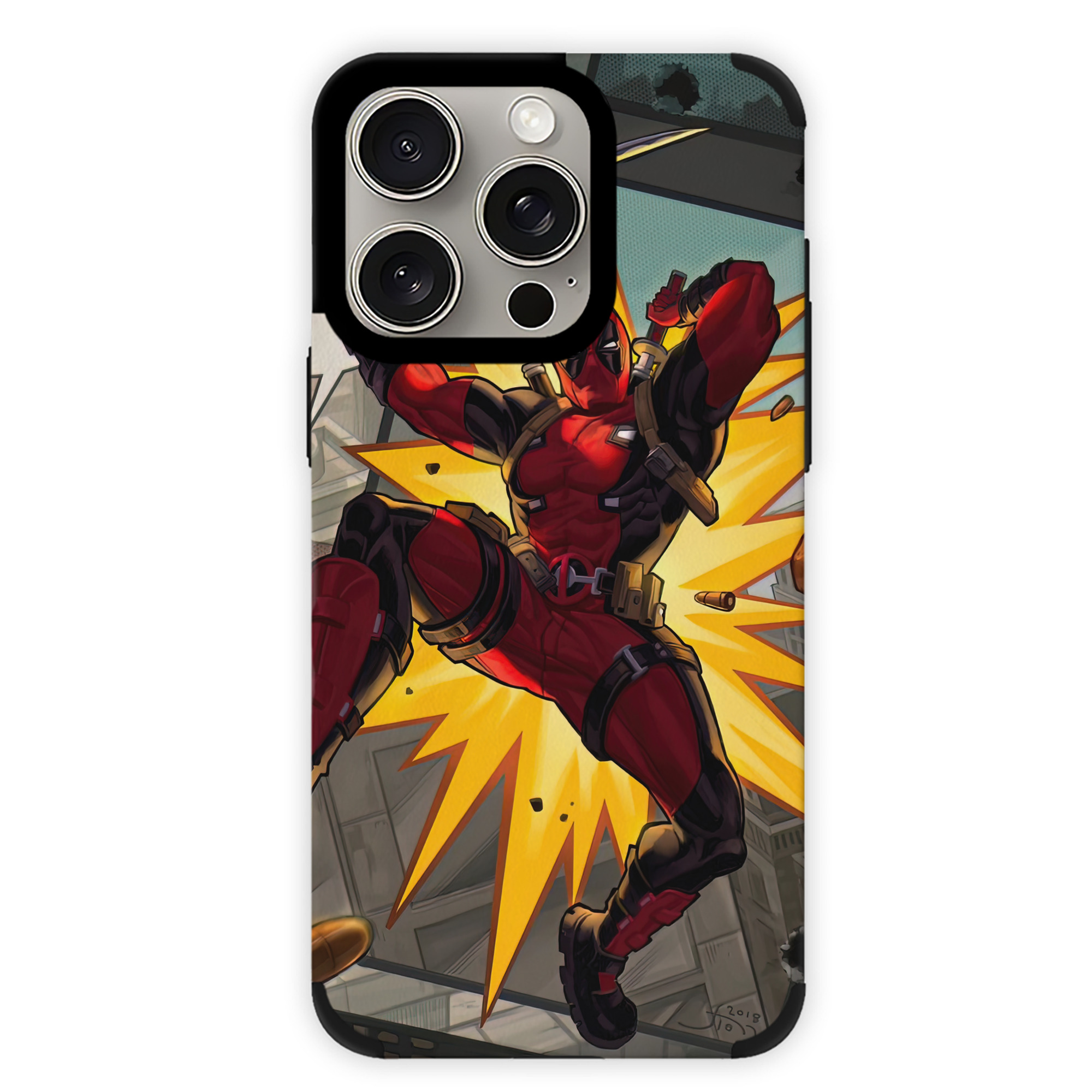 （画像用） Deadpool デッドプール 【iPhone15ProMax対応】 PUレザー スマホケース 耐衝撃＆黄変防止