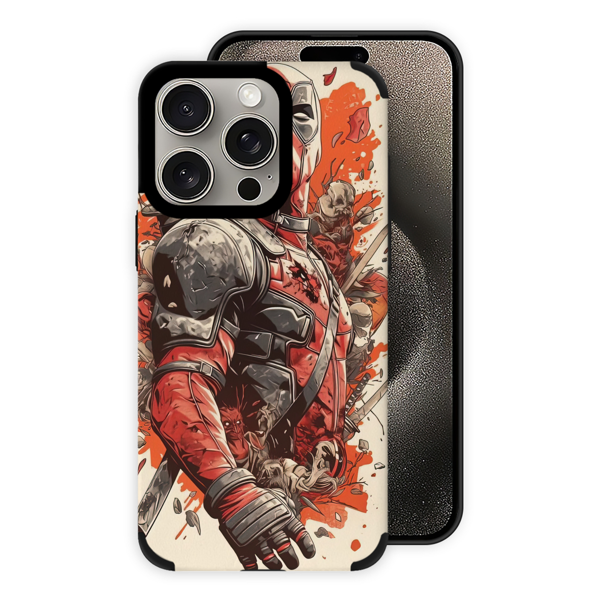 （画像用） Deadpool デッドプール 【iPhone15ProMax対応】 PUレザー スマホケース 耐衝撃＆黄変防止