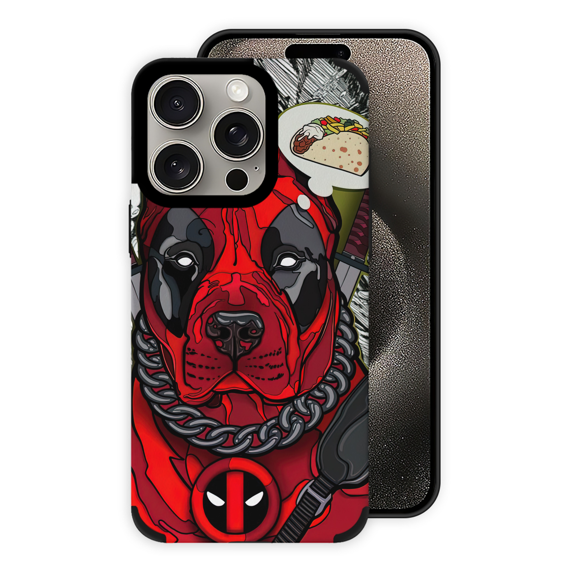 （画像用） Deadpool デッドプール 【iPhone15ProMax対応】 PUレザー スマホケース 耐衝撃＆黄変防止