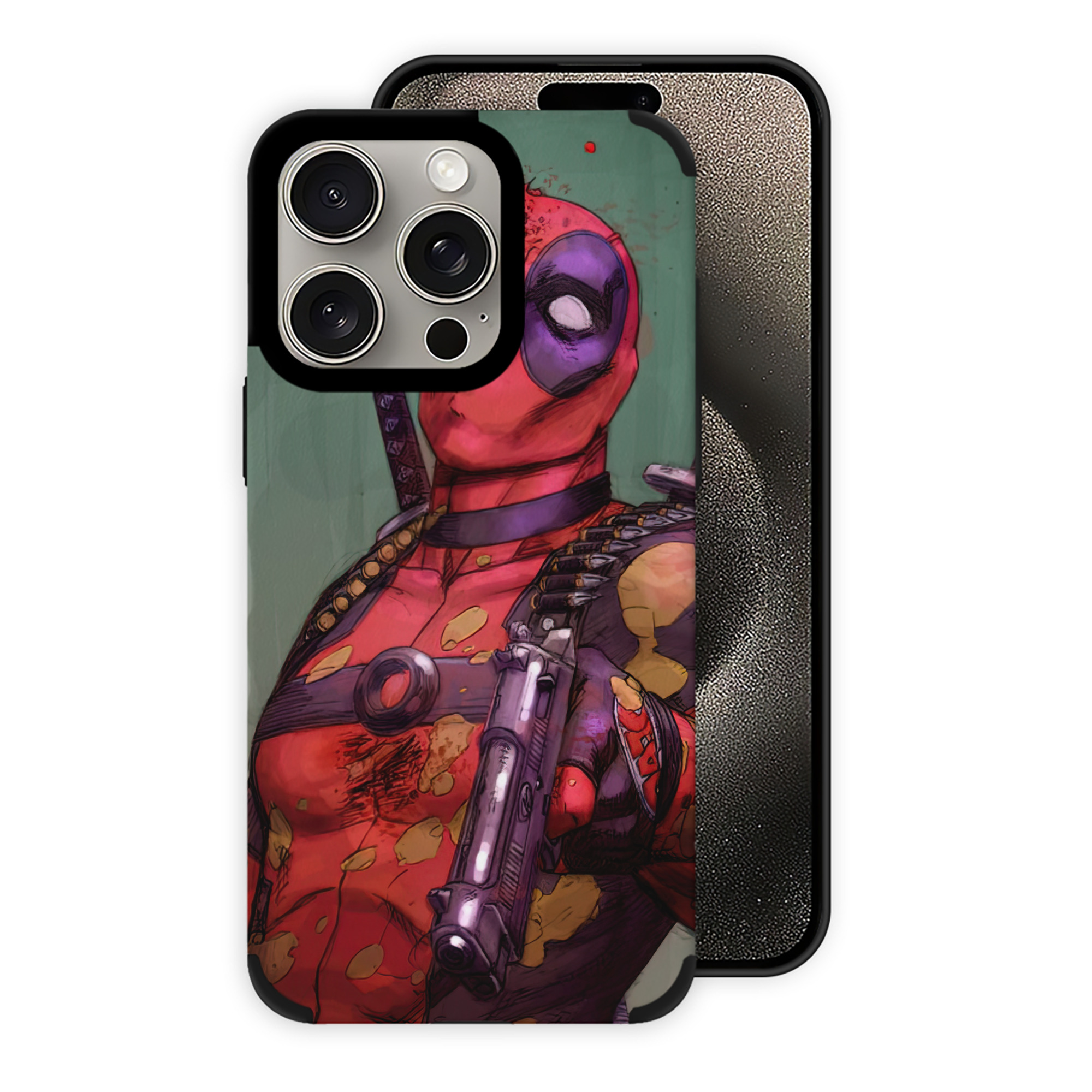 （画像用） Deadpool デッドプール 【iPhone15ProMax対応】 PUレザー スマホケース 耐衝撃＆黄変防止