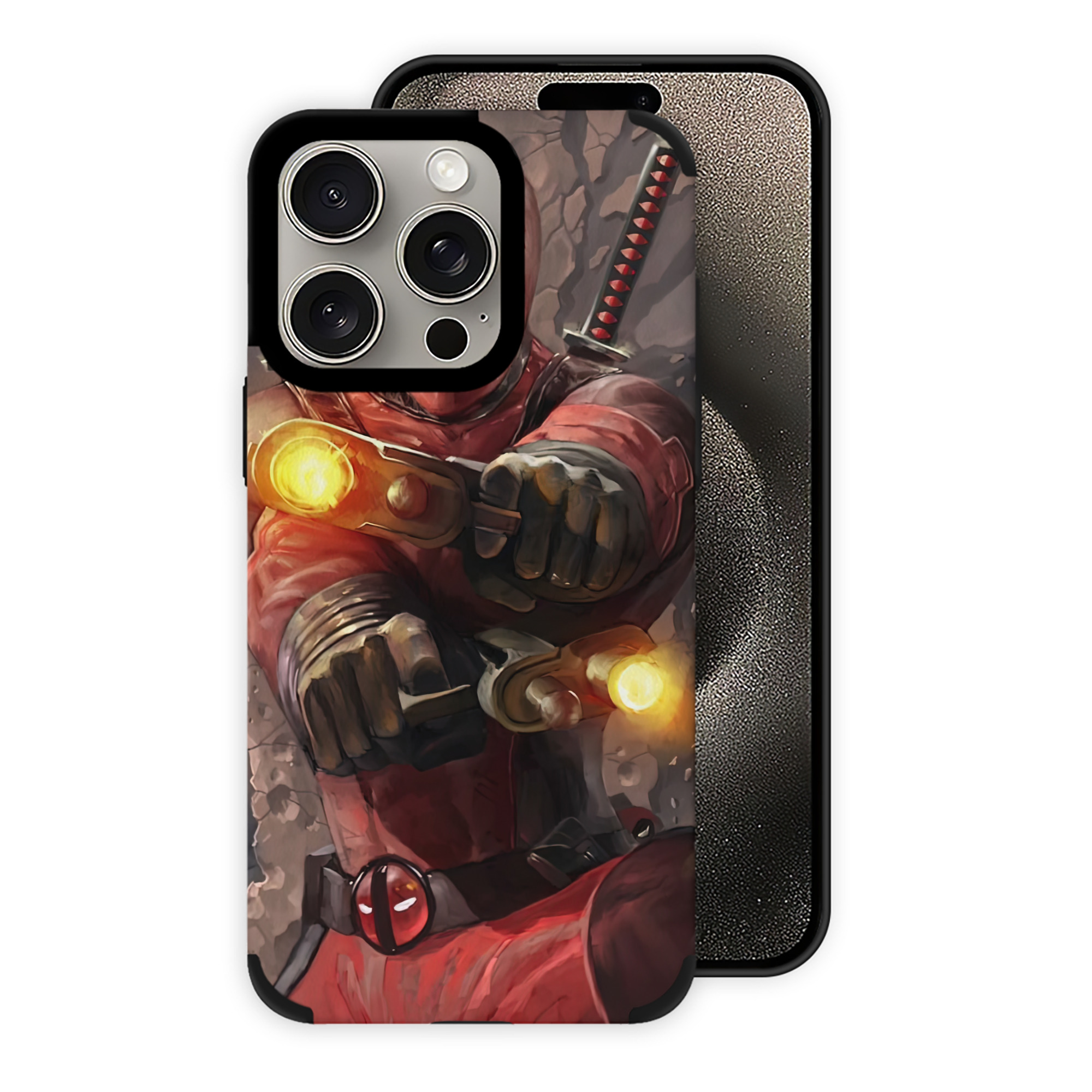 （画像用） Deadpool デッドプール 【iPhone15ProMax対応】 PUレザー スマホケース 耐衝撃＆黄変防止