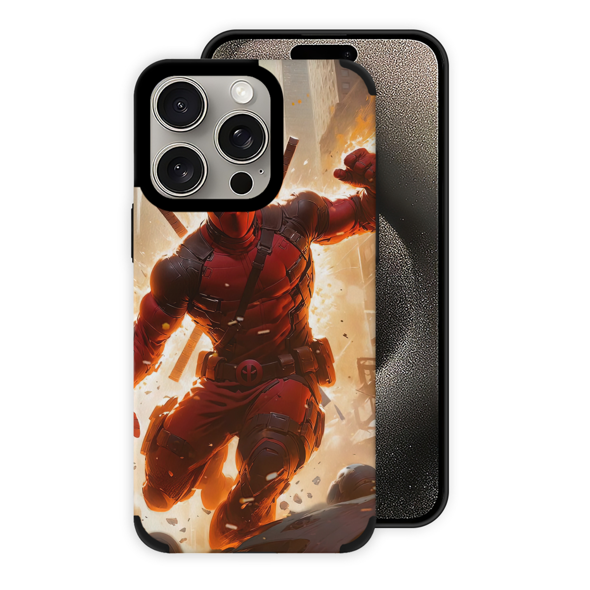 （画像用） Deadpool デッドプール 【iPhone15ProMax対応】 PUレザー スマホケース 耐衝撃＆黄変防止