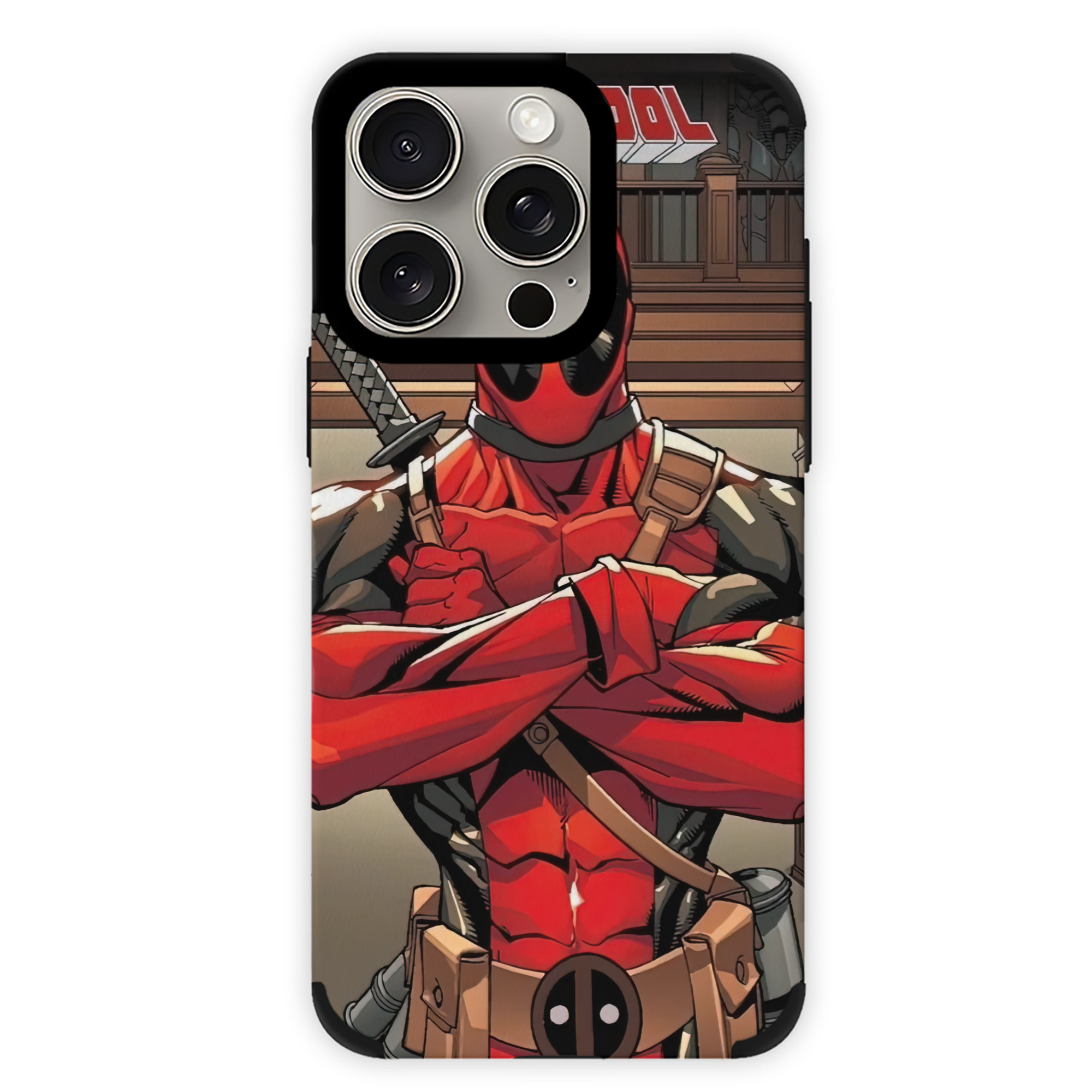 （画像用） Deadpool デッドプール 【iPhone15ProMax対応】 PUレザー スマホケース 耐衝撃＆黄変防止