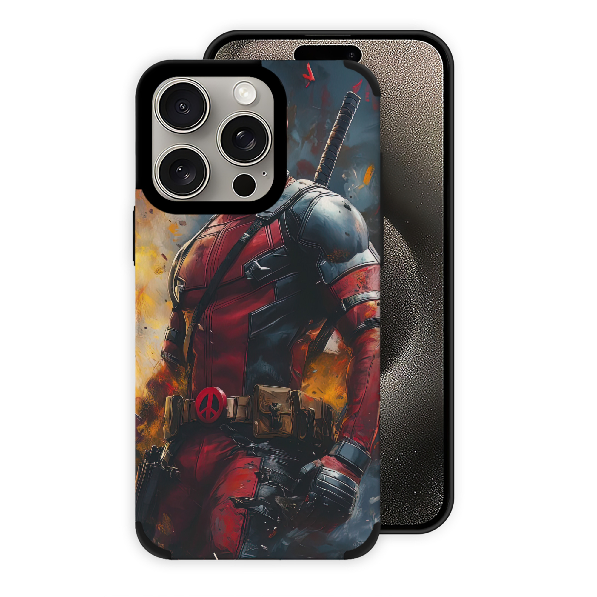 （画像用） Deadpool デッドプール 【iPhone15ProMax対応】 PUレザー スマホケース 耐衝撃＆黄変防止