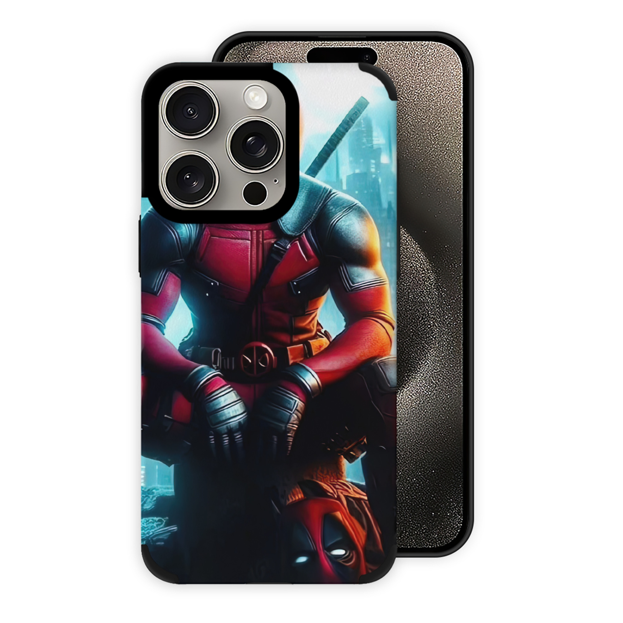 （画像用） Deadpool デッドプール 【iPhone15ProMax対応】 PUレザー スマホケース 耐衝撃＆黄変防止