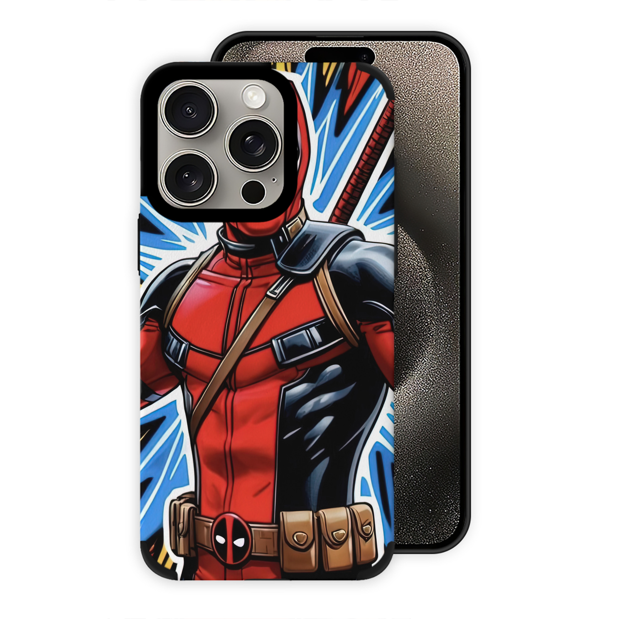（画像用） Deadpool デッドプール 【iPhone15ProMax対応】 PUレザー スマホケース 耐衝撃＆黄変防止