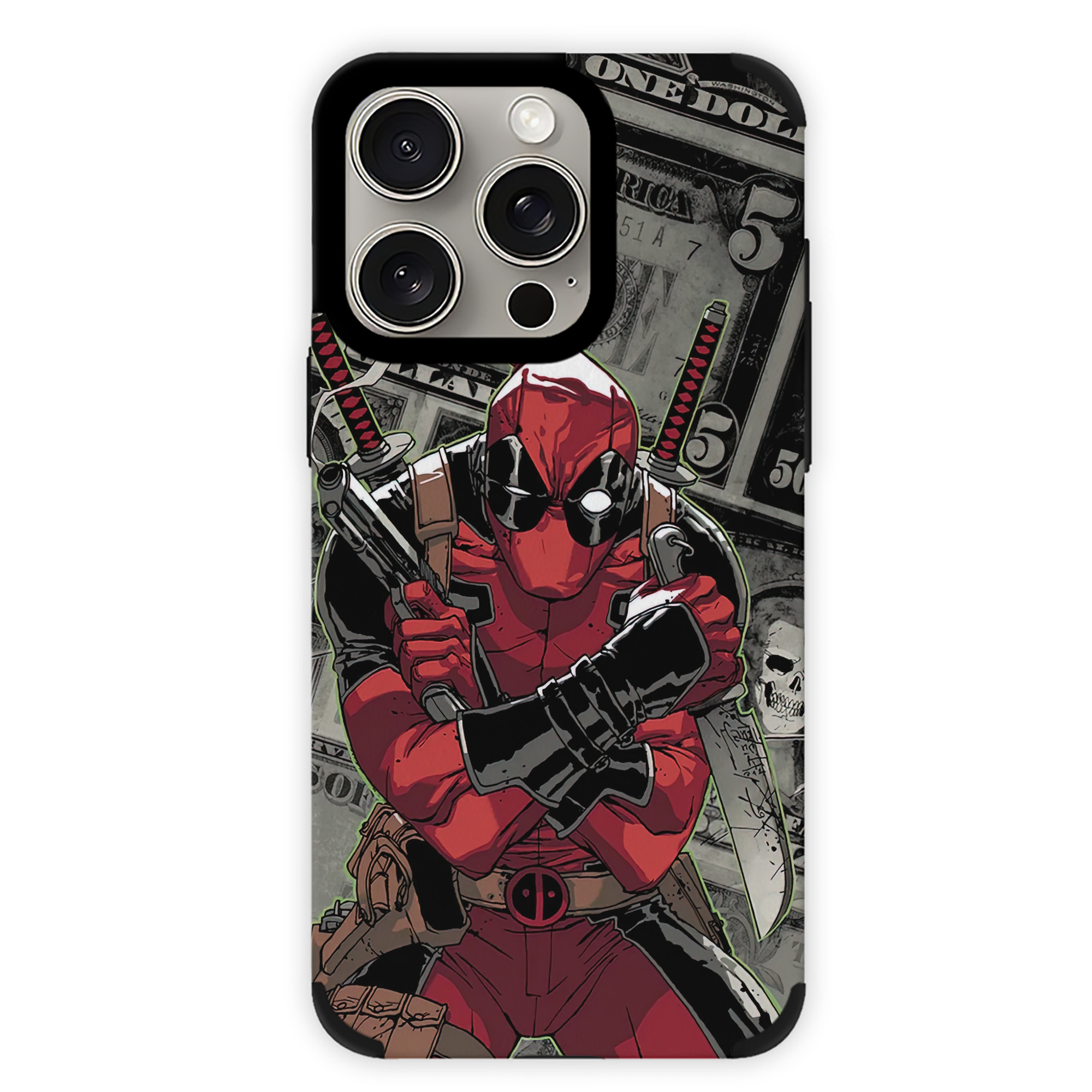 （画像用） Deadpool デッドプール 【iPhone15ProMax対応】 PUレザー スマホケース 耐衝撃＆黄変防止