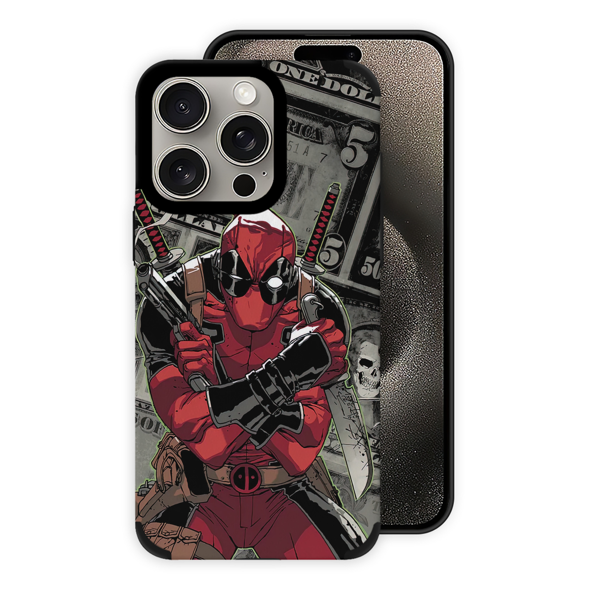 （画像用） Deadpool デッドプール 【iPhone15ProMax対応】 PUレザー スマホケース 耐衝撃＆黄変防止