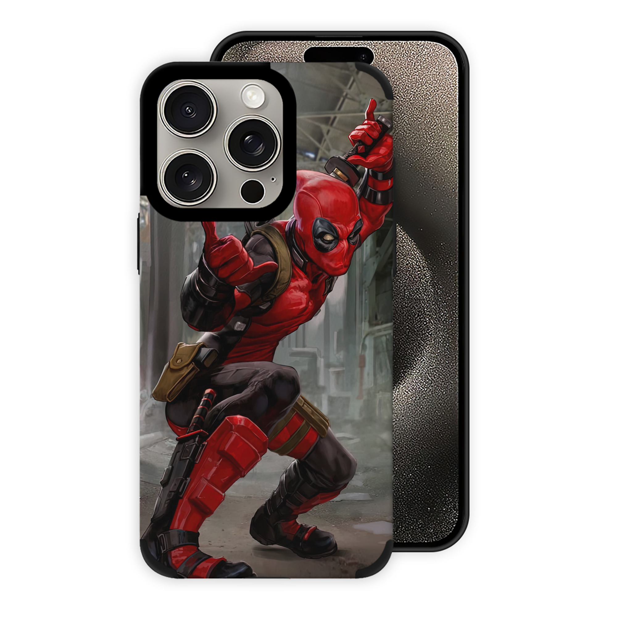 （画像用） Deadpool デッドプール 【iPhone15ProMax対応】 PUレザー スマホケース 耐衝撃＆黄変防止